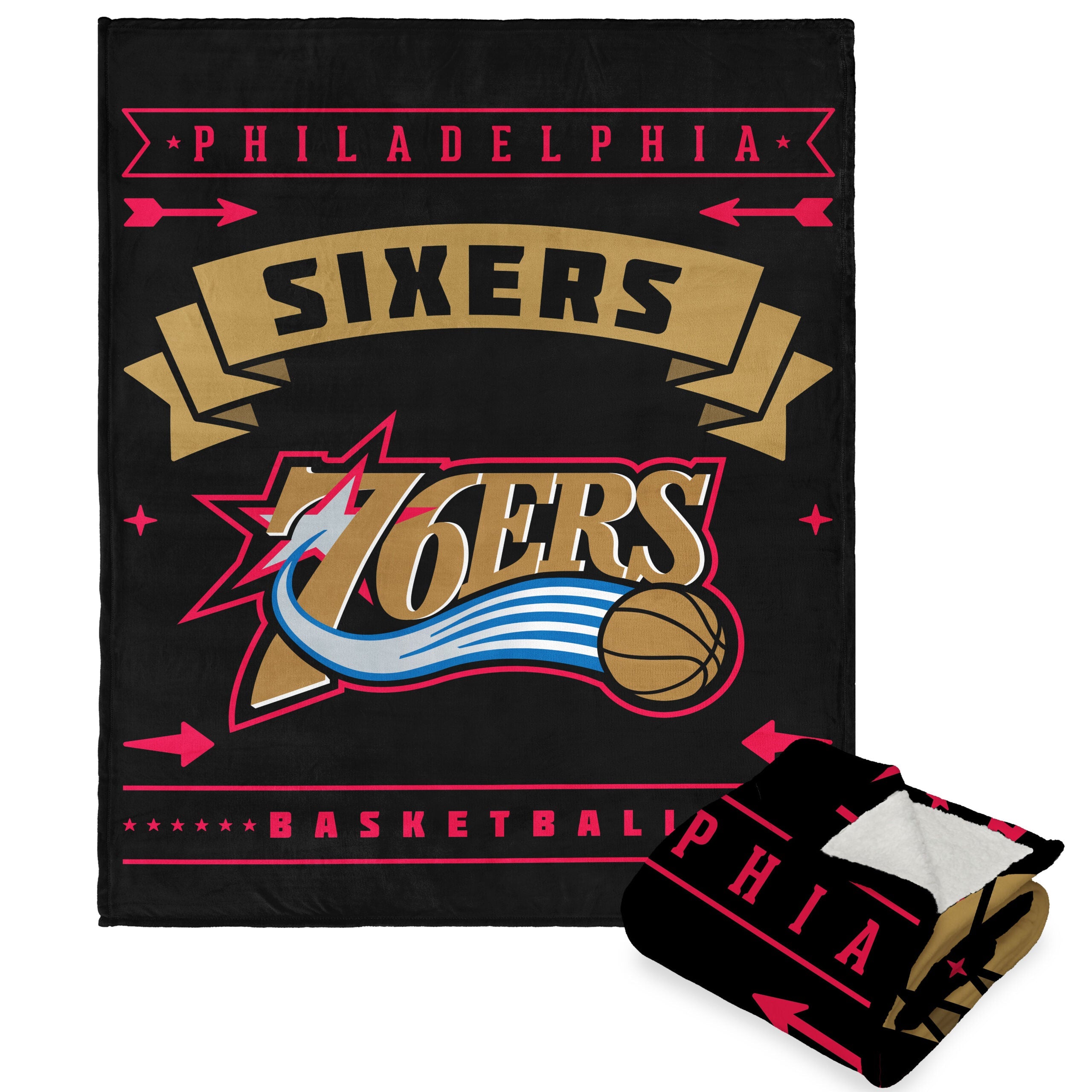 NBA Philadelphia 76ers Hardwood Classics Silk Touch Sherpa Throw Blanket 50x60 Inches