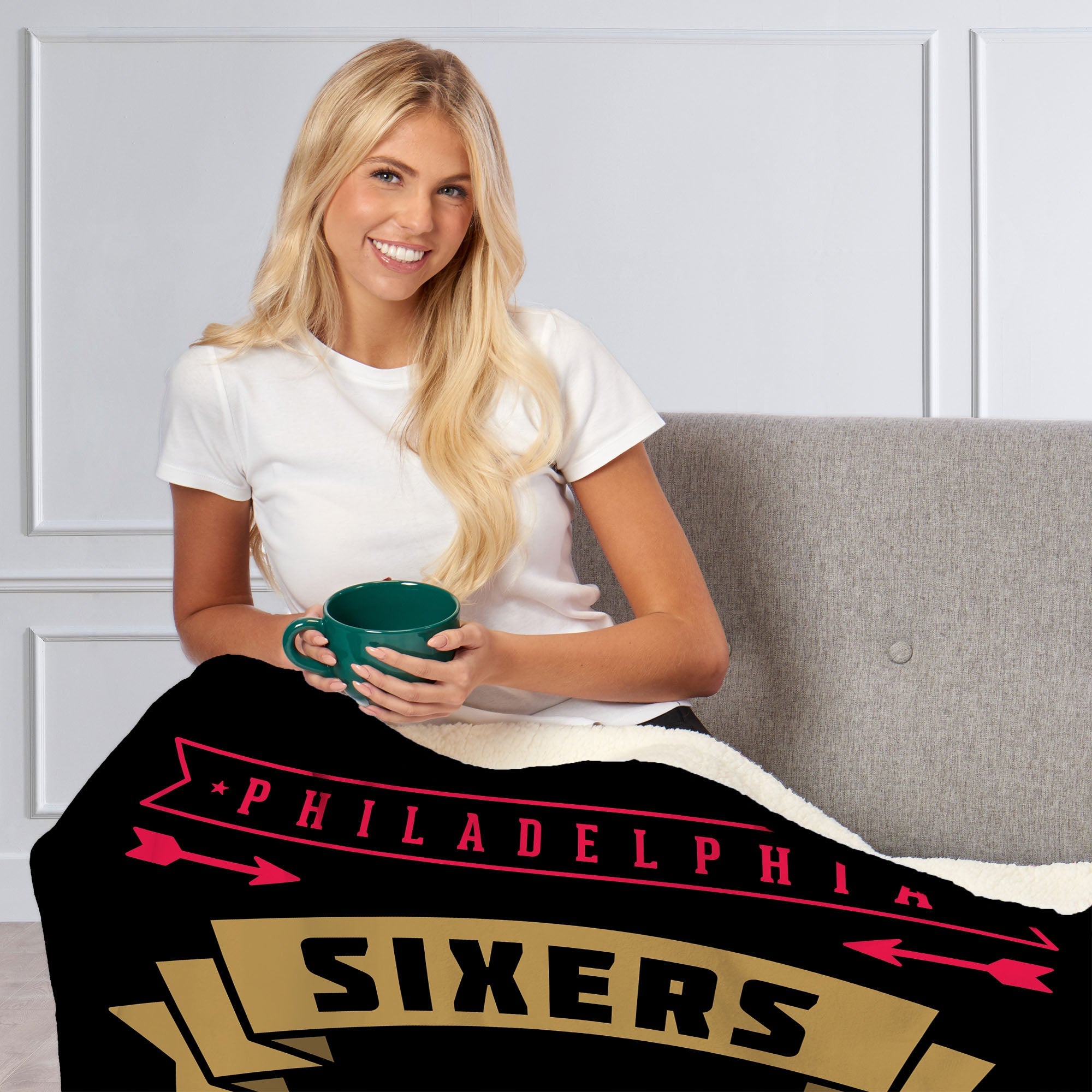 NBA Philadelphia 76ers Hardwood Classics Silk Touch Sherpa Throw Blanket 50x60 Inches