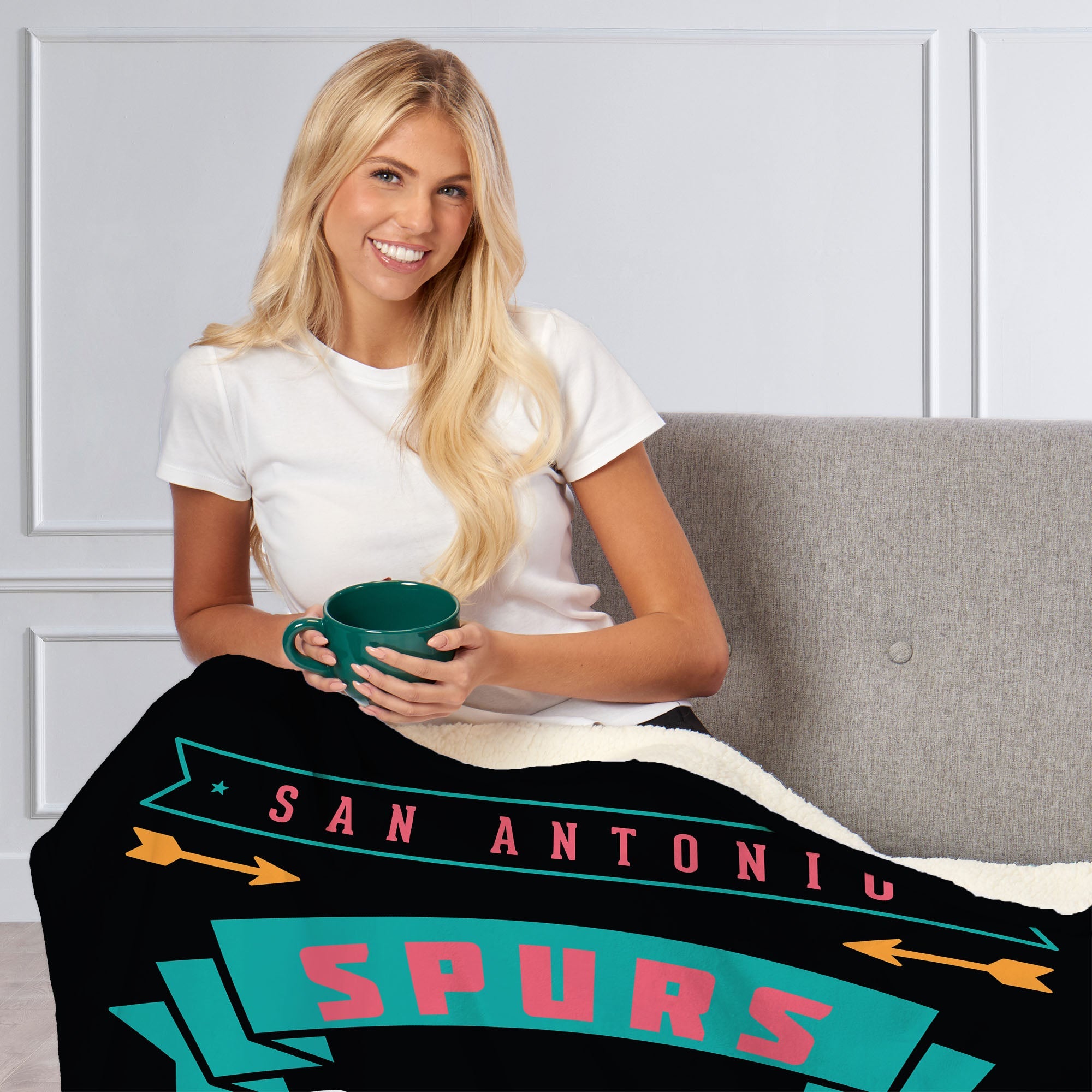 NBA San Antonio Spurs Hardwood Classics Silk Touch Sherpa Throw Blanket 50x60 Inches