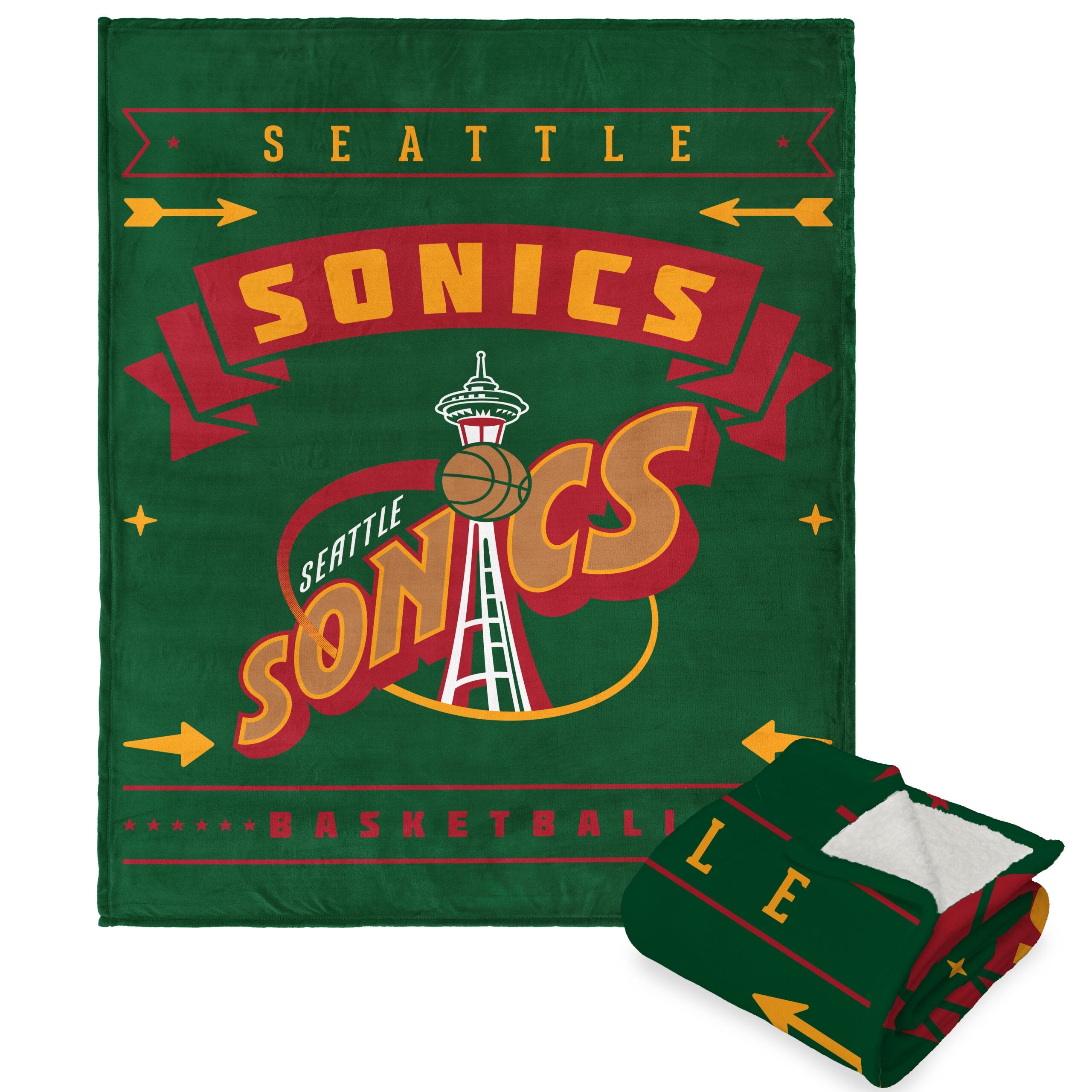 NBA Seattle Supersonics Hardwood Classics Silk Touch Sherpa Throw Blanket 50x60 Inches