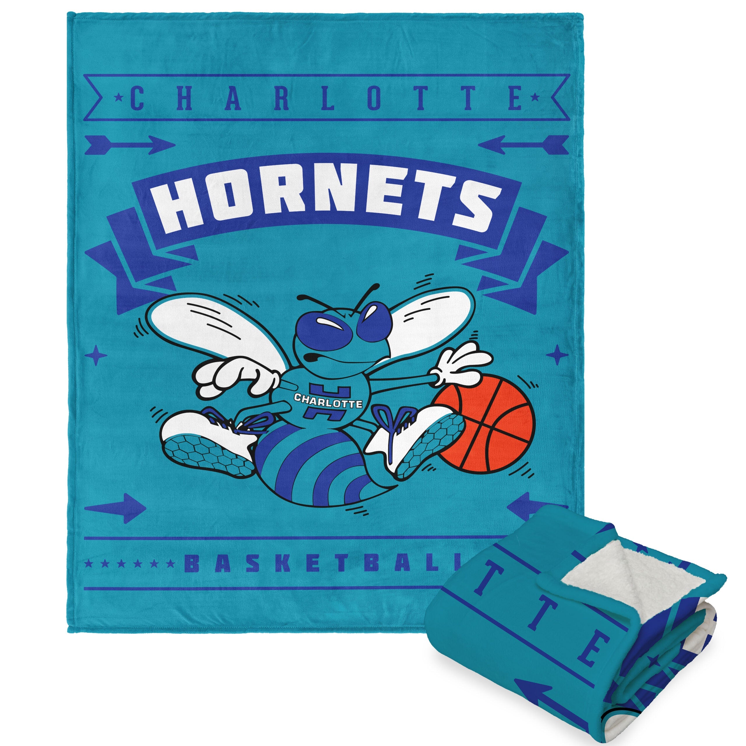 NBA Charlotte Hornets Hardwood Classics Silk Touch Sherpa Throw Blanket 50x60 Inches
