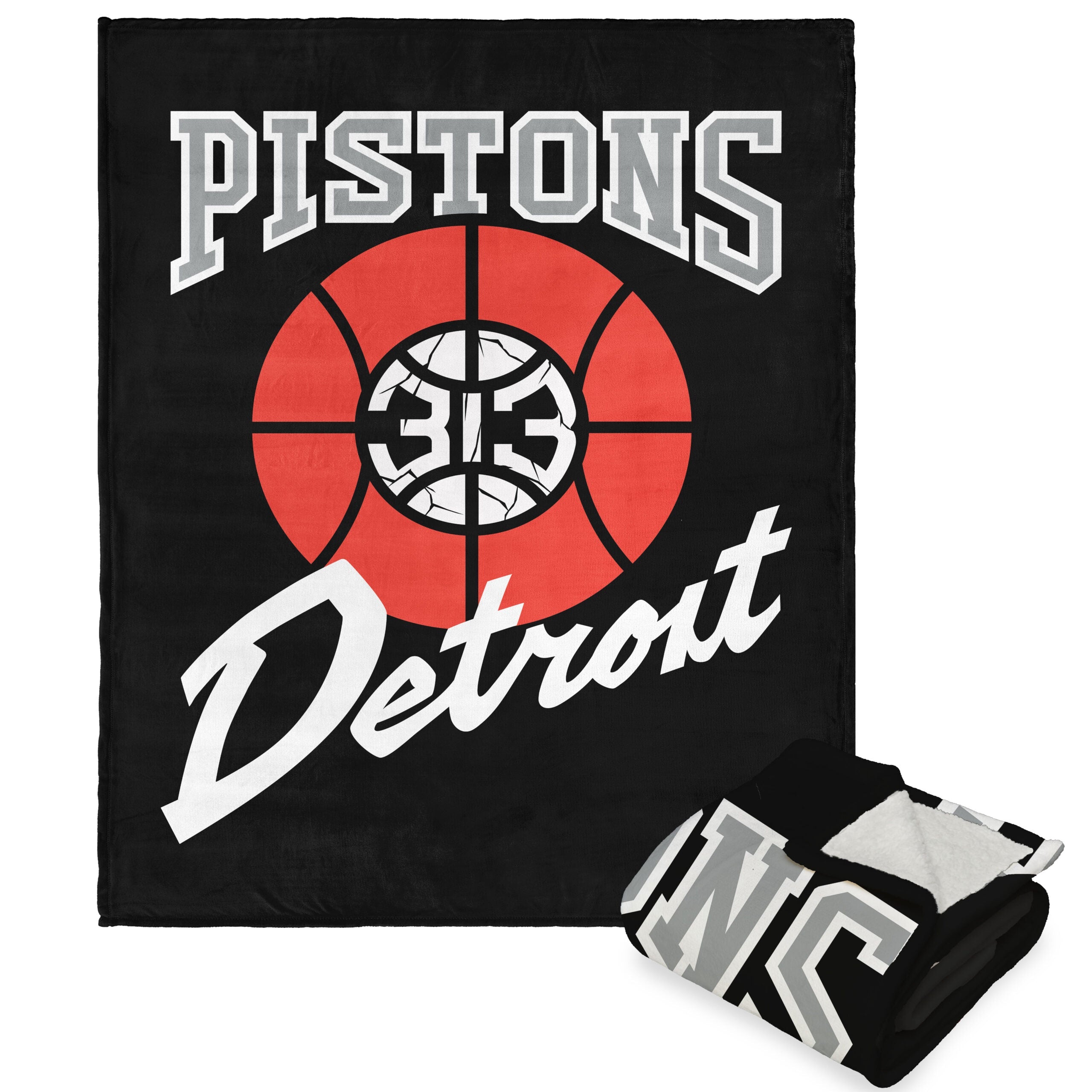 NBA Detroit Pistons City Edition 23-24 Silk Touch Sherpa Throw Blanket 50x60 Inches