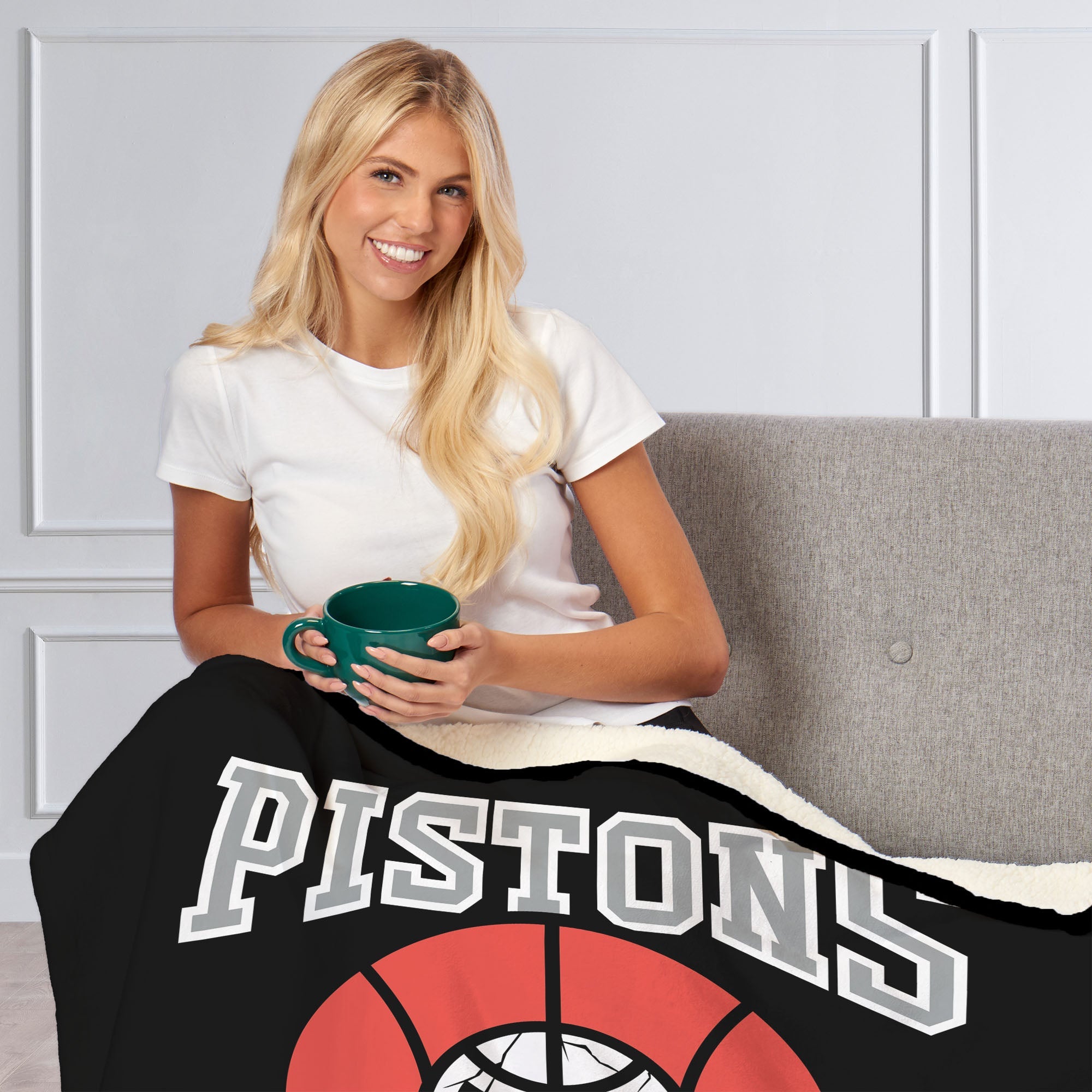 NBA Detroit Pistons City Edition 23-24 Silk Touch Sherpa Throw Blanket 50x60 Inches