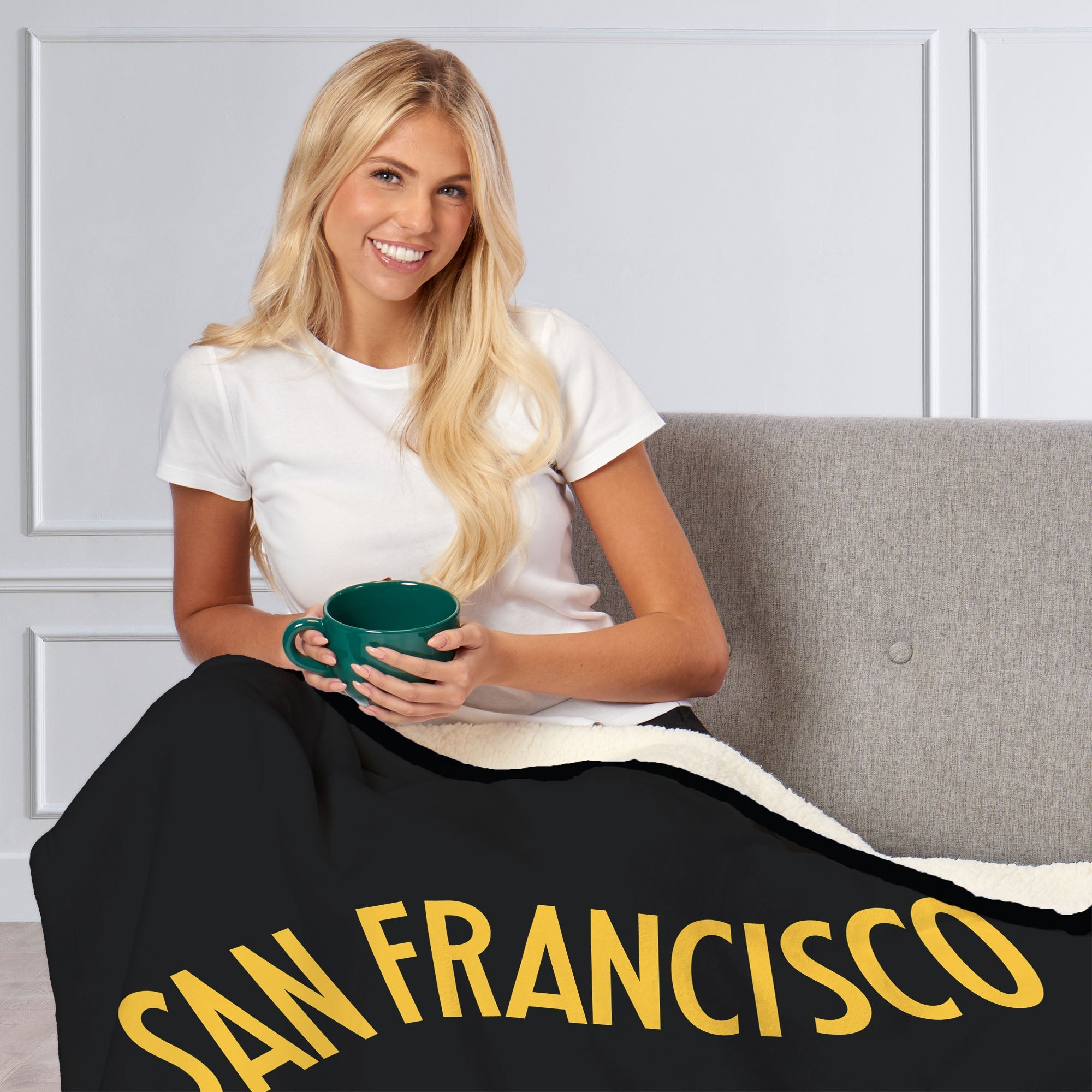 NBA Golden State Warriors City Edition 23-24 Silk Touch Sherpa Throw Blanket 50x60 Inches