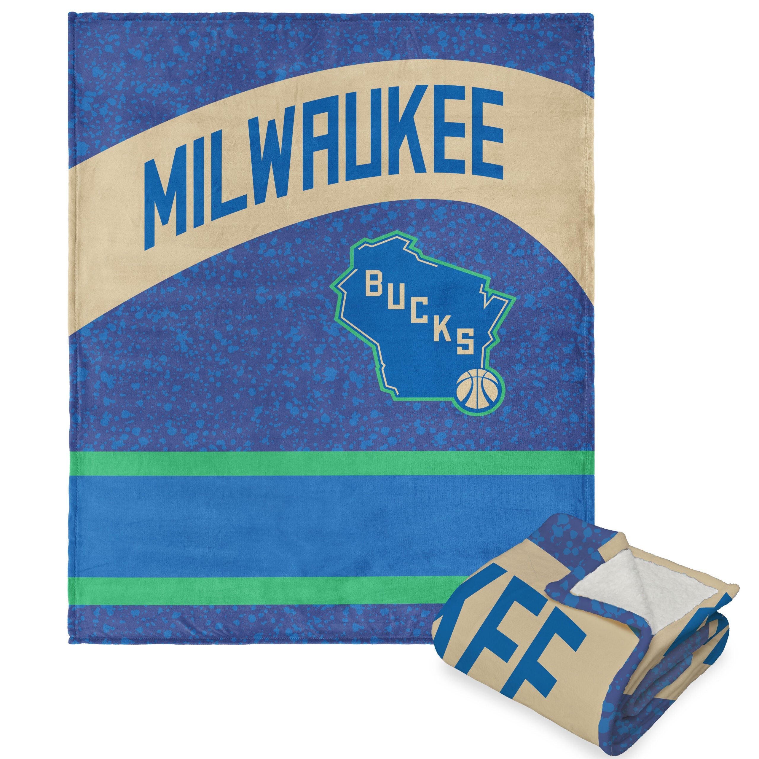 NBA Milwaukee Bucks City Edition 23-24 Silk Touch Sherpa Throw Blanket 50x60 Inches