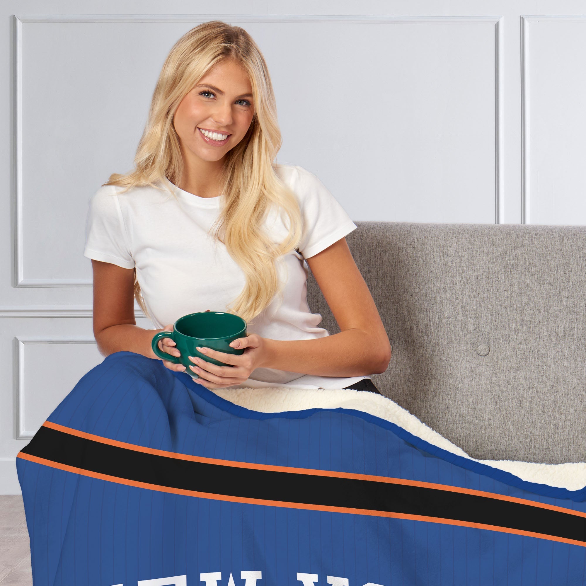 NBA New York Knicks City Edition 23-24 Silk Touch Sherpa Throw Blanket 50x60 Inches