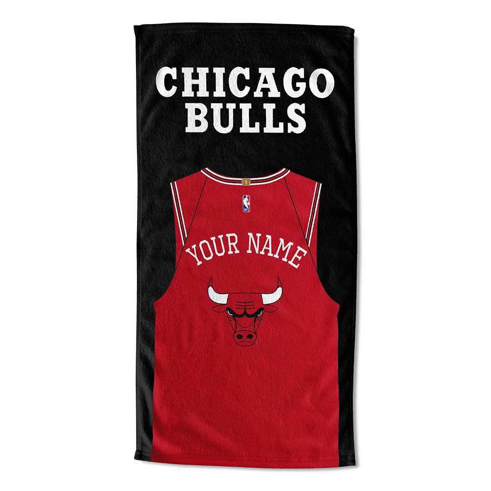 NBA Chicago Bulls Jersey Personalized Beach Towel 30x60 Inches