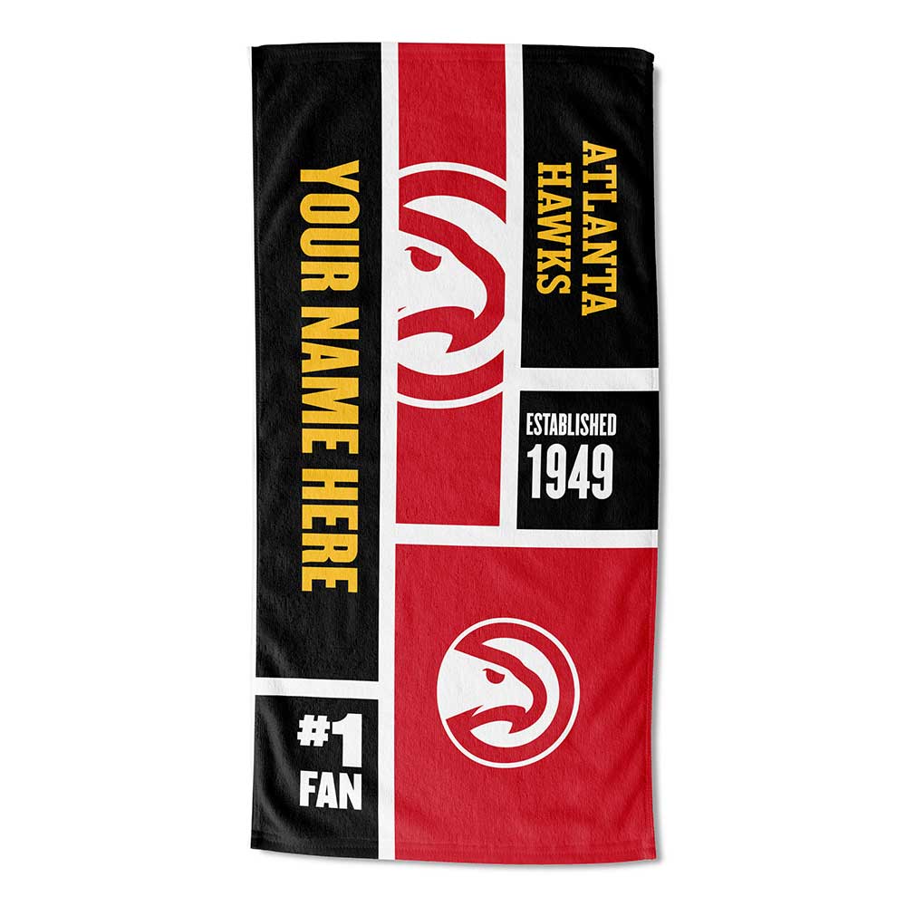 NBA Atlanta Hawks Colorblock Personalized Beach Towel 30x60 Inches