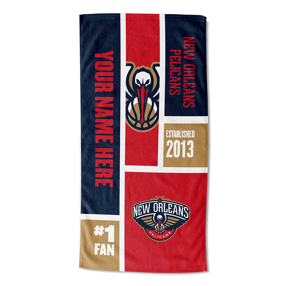 NBA New Orleans Pelicans Colorblock Personalized Beach Towel 30x60 Inches