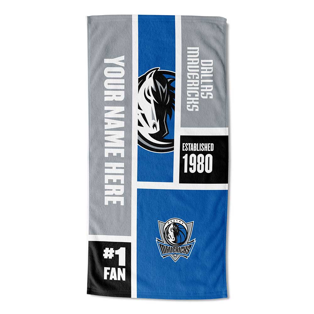 NBA Dallas Mavericks Colorblock Personalized Beach Towel 30x60 Inches