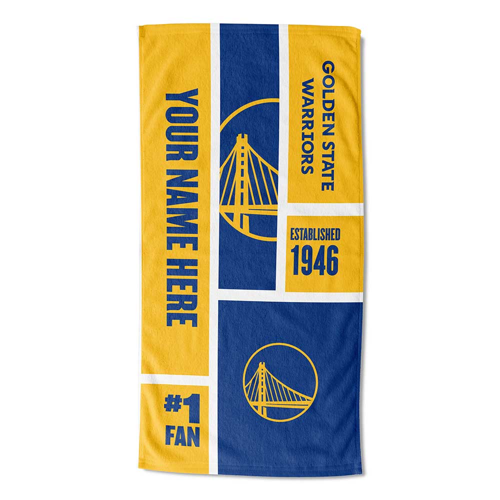 NBA Golden State Warriors Colorblock Personalized Beach Towel 30x60 Inches