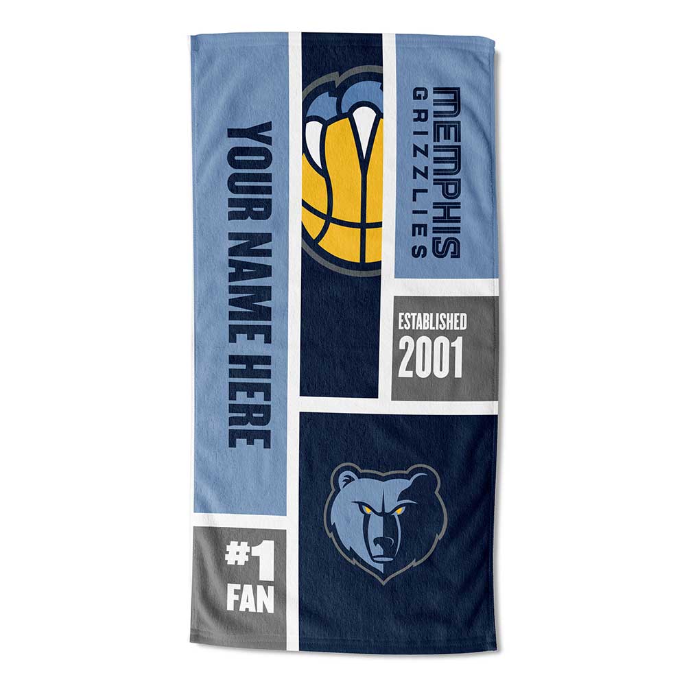 NBA Memphis Grizzlies Colorblock Personalized Beach Towel 30x60 Inches