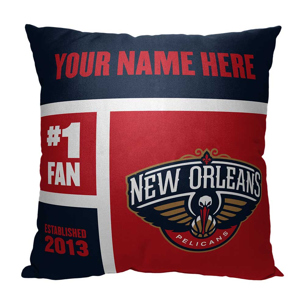 NBA New Orleans Pelicans Colorblock Personalized Throw Pillow 18x18 Inches