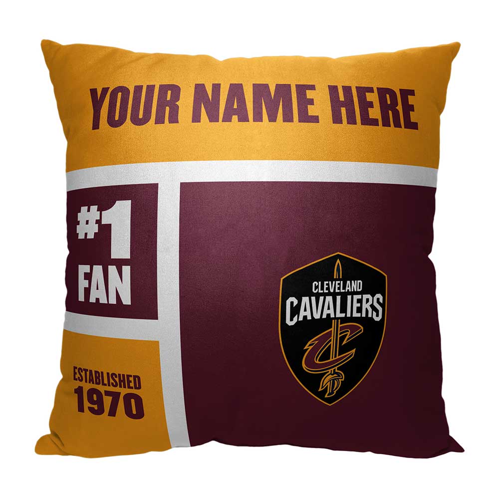 NBA Cleveland Cavaliers Colorblock Personalized Throw Pillow 18x18 Inches
