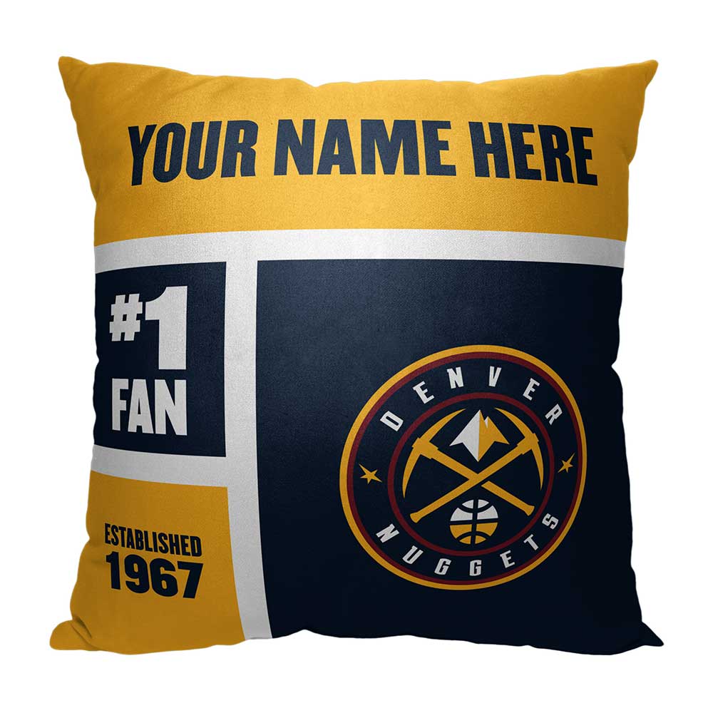 NBA Denver Nuggets Colorblock Personalized Throw Pillow 18x18 Inches
