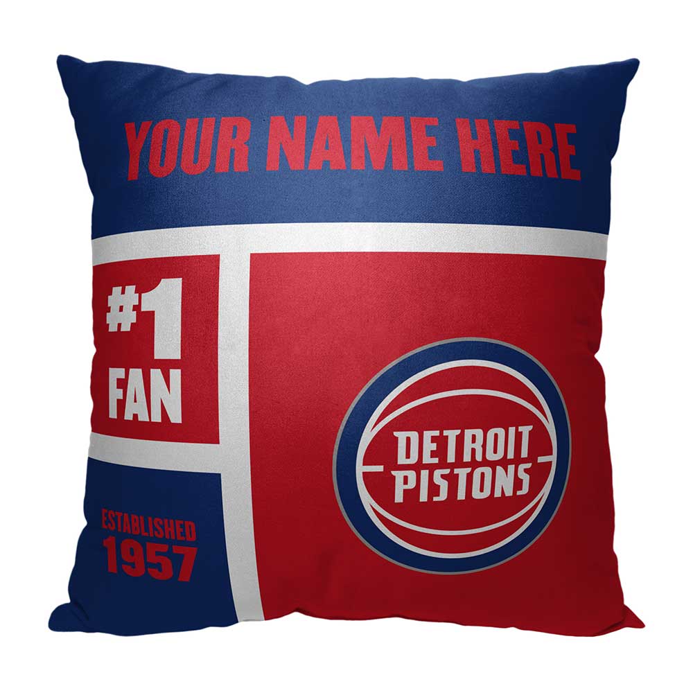 NBA Detroit Pistons Colorblock Personalized Throw Pillow 18x18 Inches