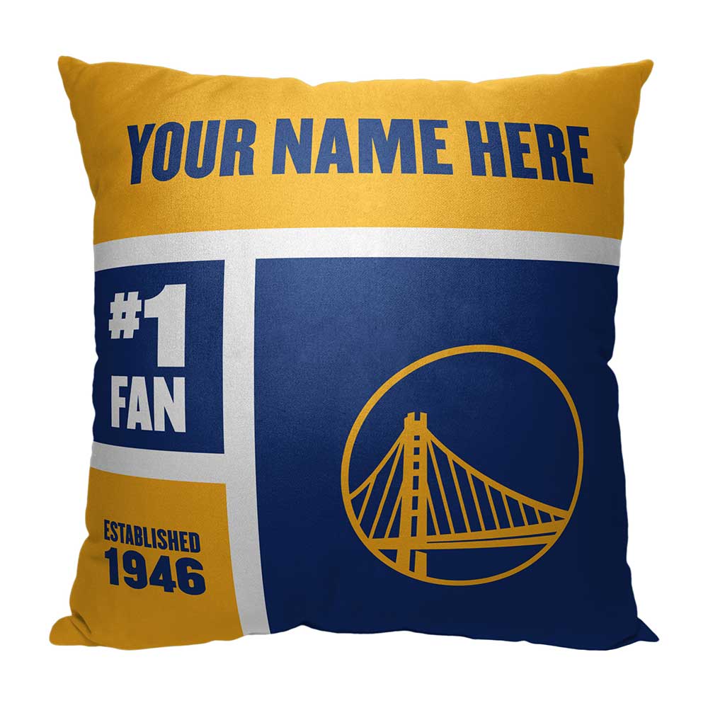 NBA Golden State Warriors Colorblock Personalized Throw Pillow 18x18 Inches
