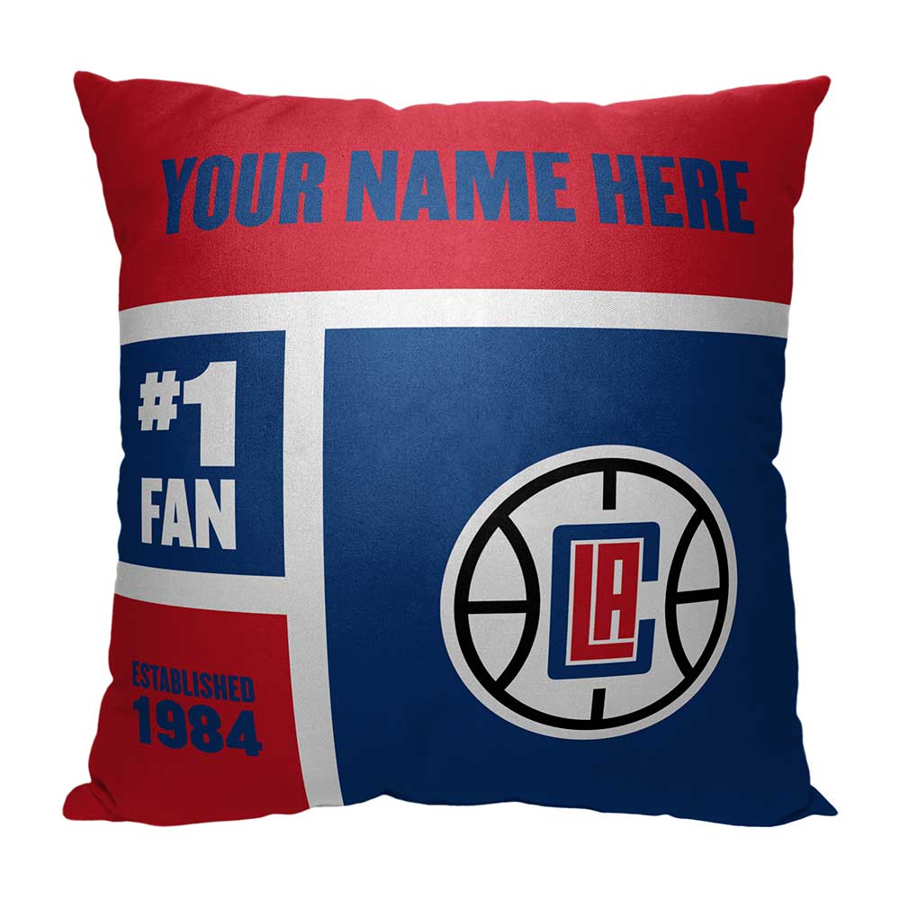 NBA Los Angeles Clippers Colorblock Personalized Throw Pillow 18x18 Inches