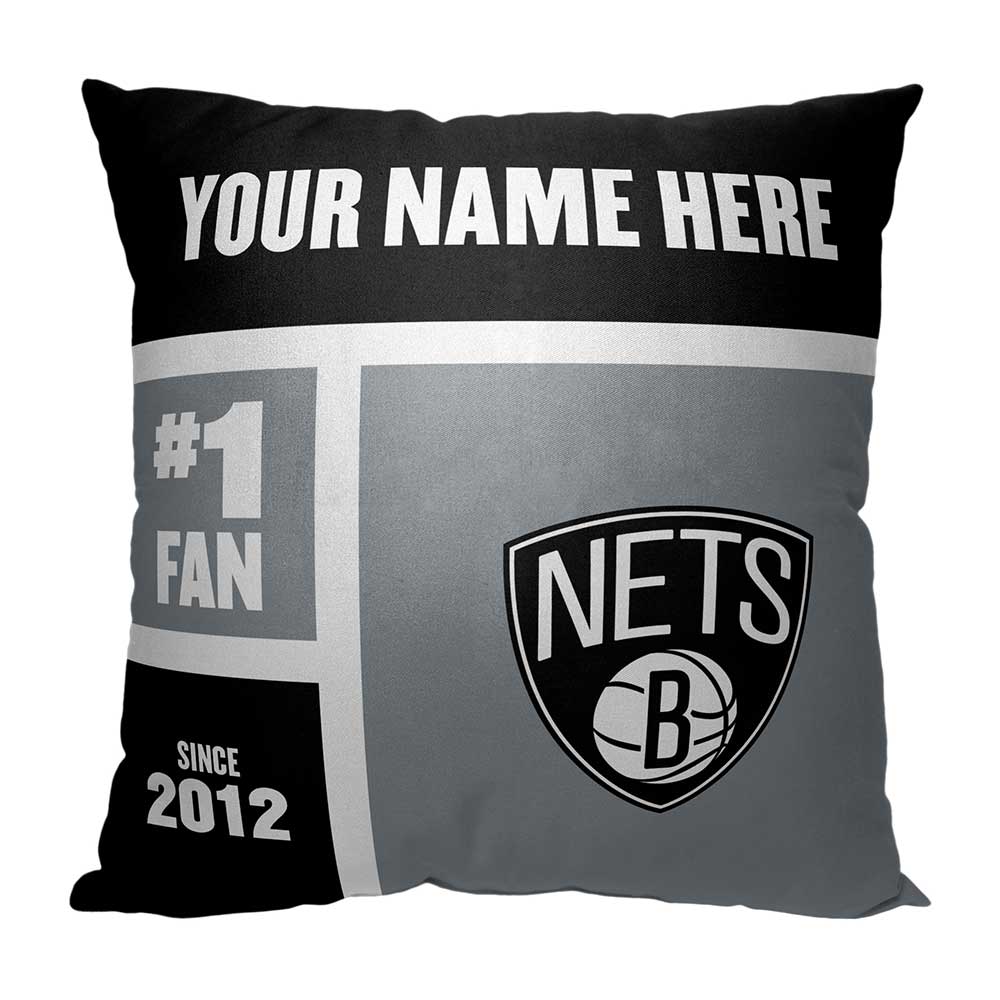 NBA Brooklyn Nets Colorblock Personalized Throw Pillow 18x18 Inches