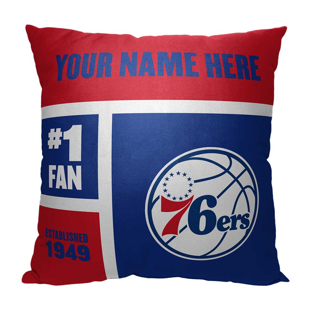 NBA Philadelphia 76ers Colorblock Personalized Throw Pillow 18x18 Inches