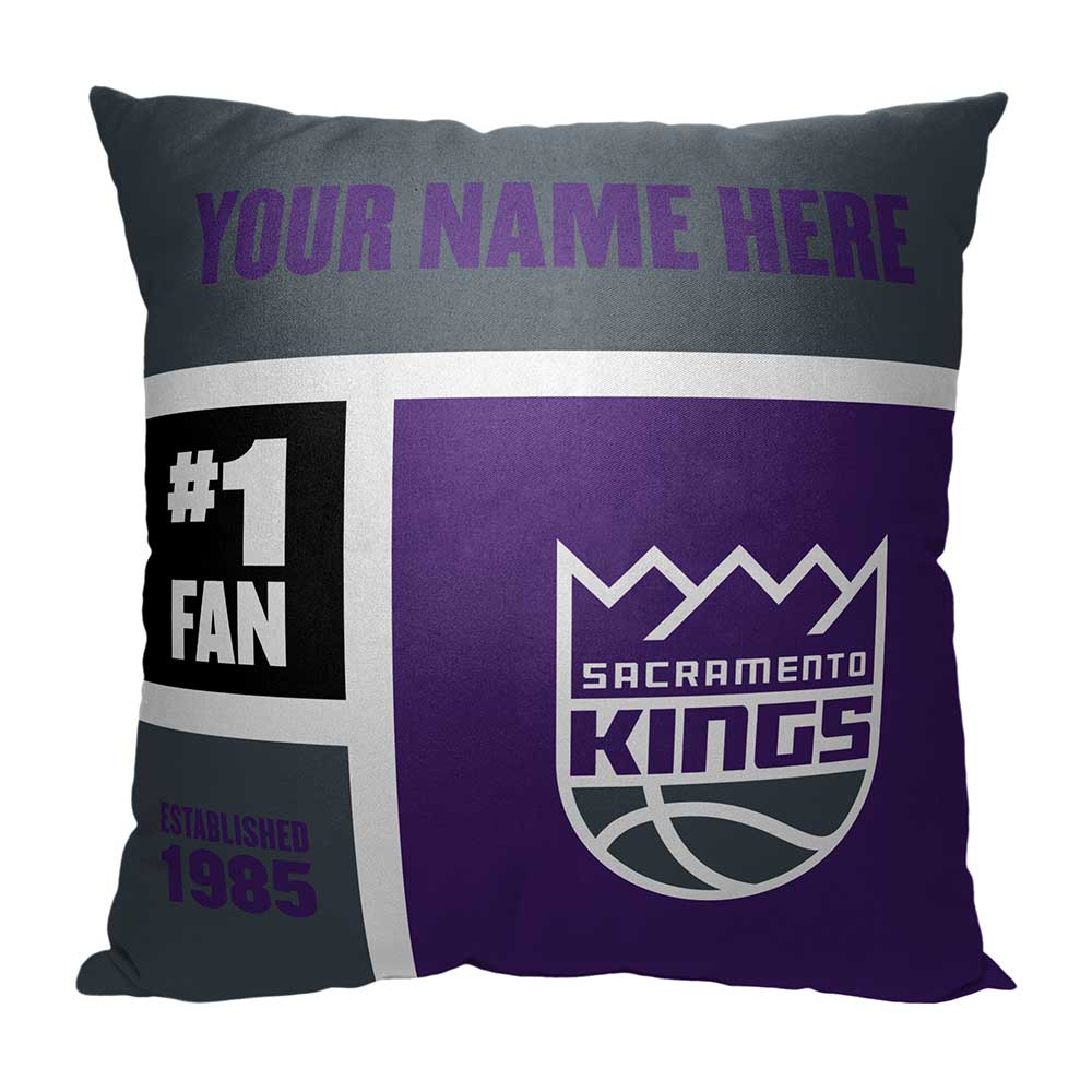 NBA Sacramento Kings Colorblock Personalized Throw Pillow 18x18 Inches