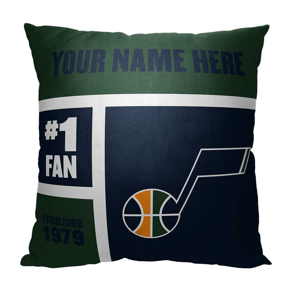 NBA Utah Jazz Colorblock Personalized Throw Pillow 18x18 Inches