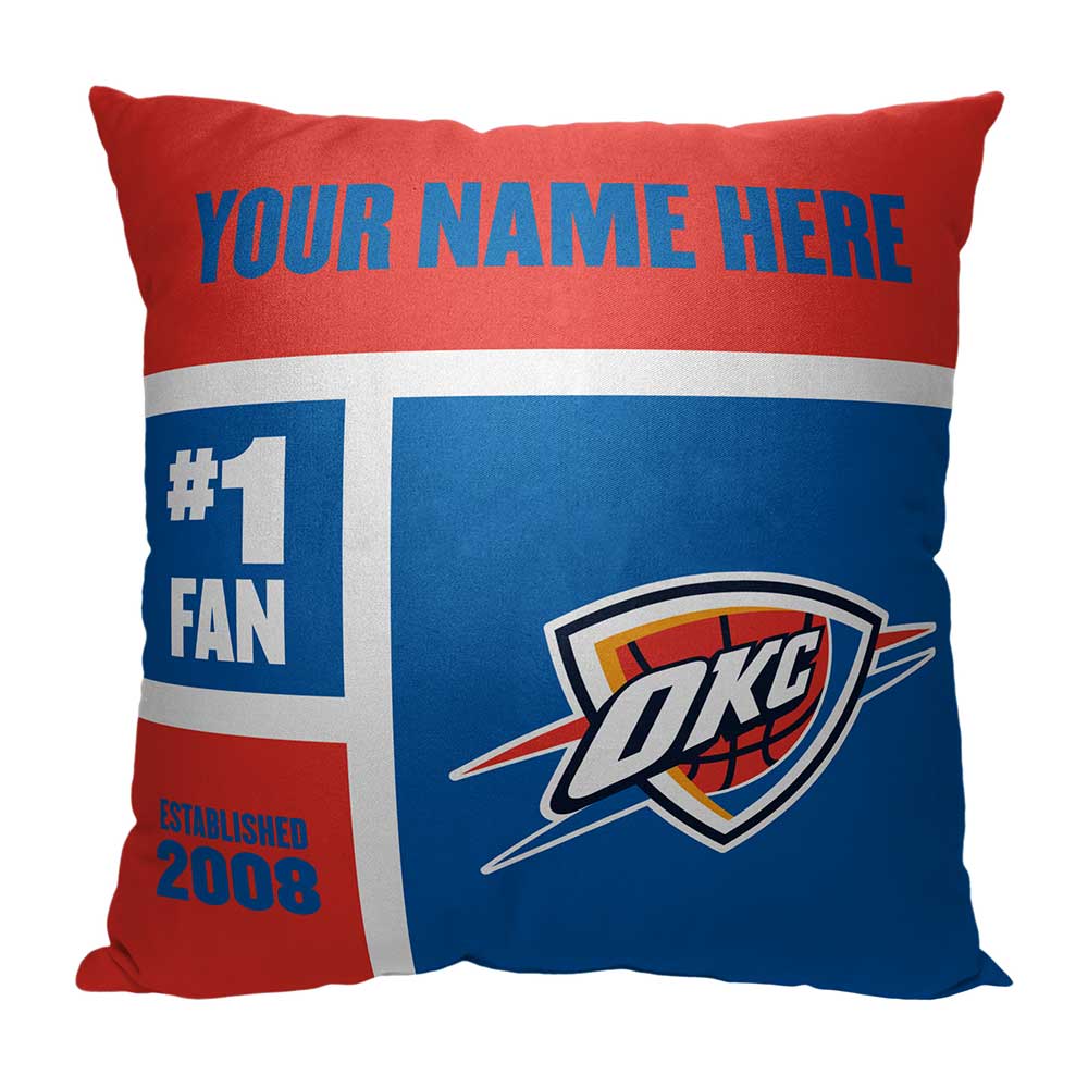 NBA Oklahoma City Thunder Colorblock Personalized Throw Pillow 18x18 Inches