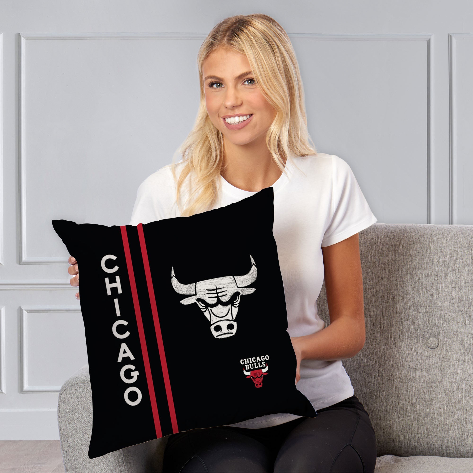 NBA Chicago Bulls City Edition 23-24 Throw Pillow 18x18 Inches