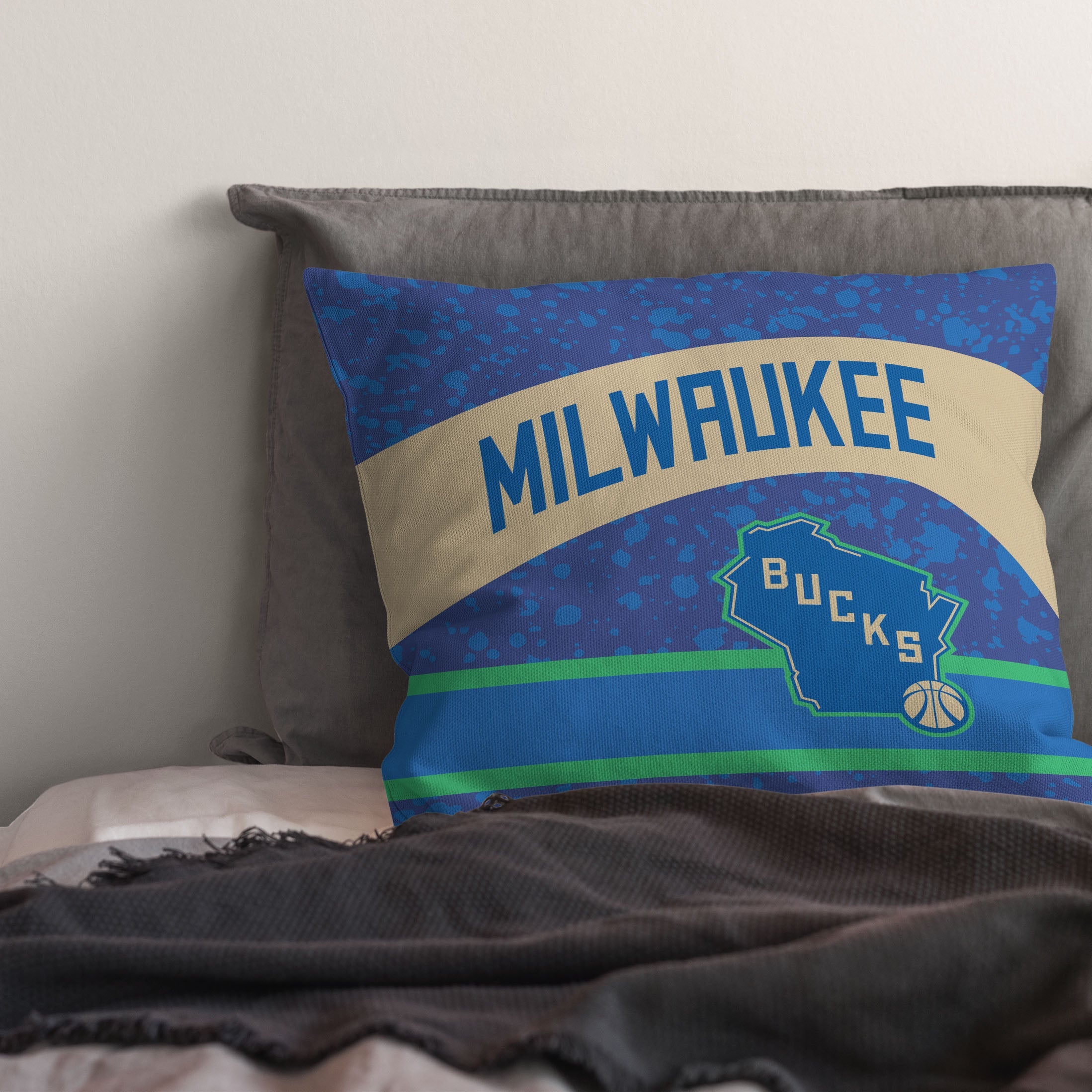 NBA Milwaukee Bucks City Edition 23-24 Throw Pillow 18x18 Inches