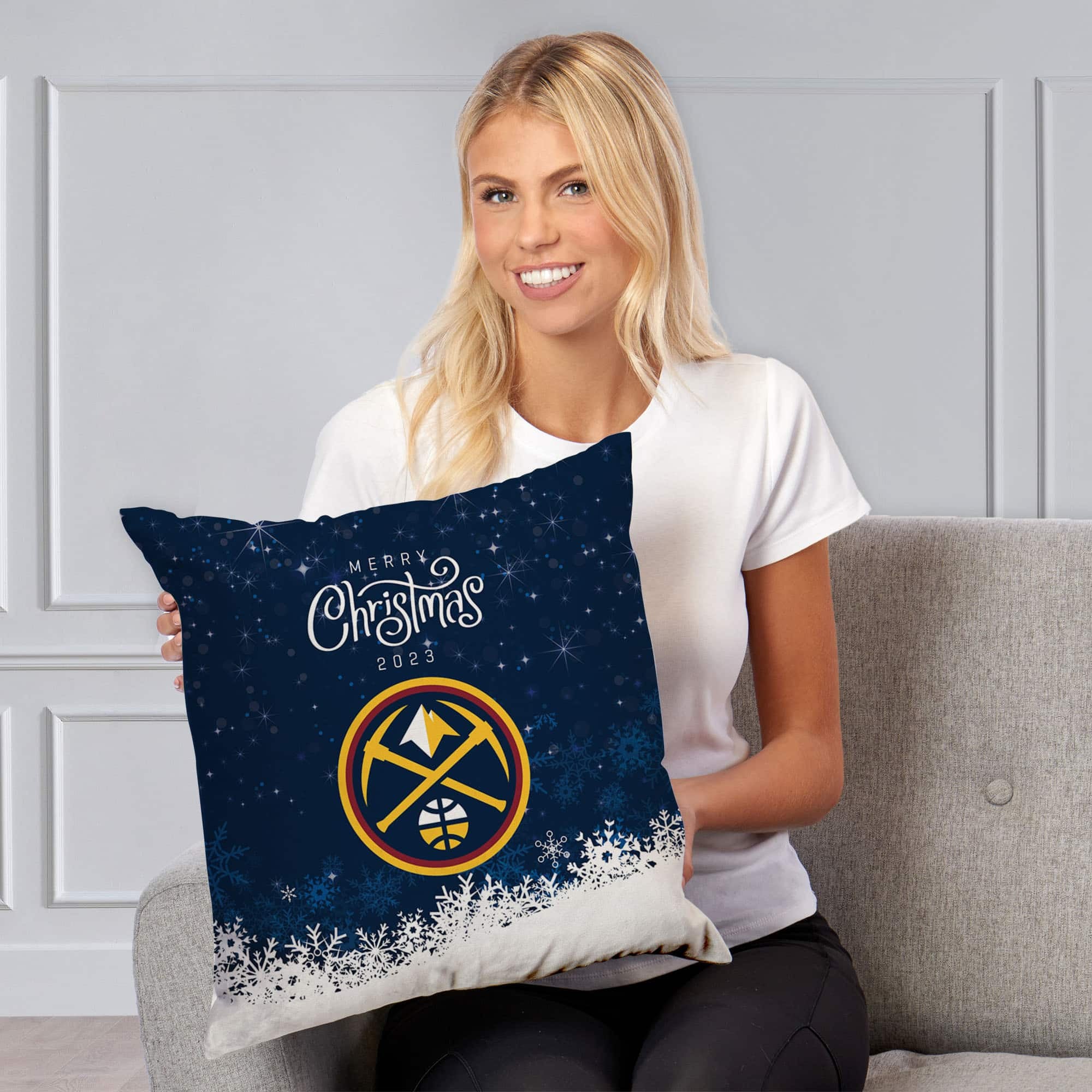 NBA Denver Nuggets Christmas 2023 Throw Pillow 18x18 Inches