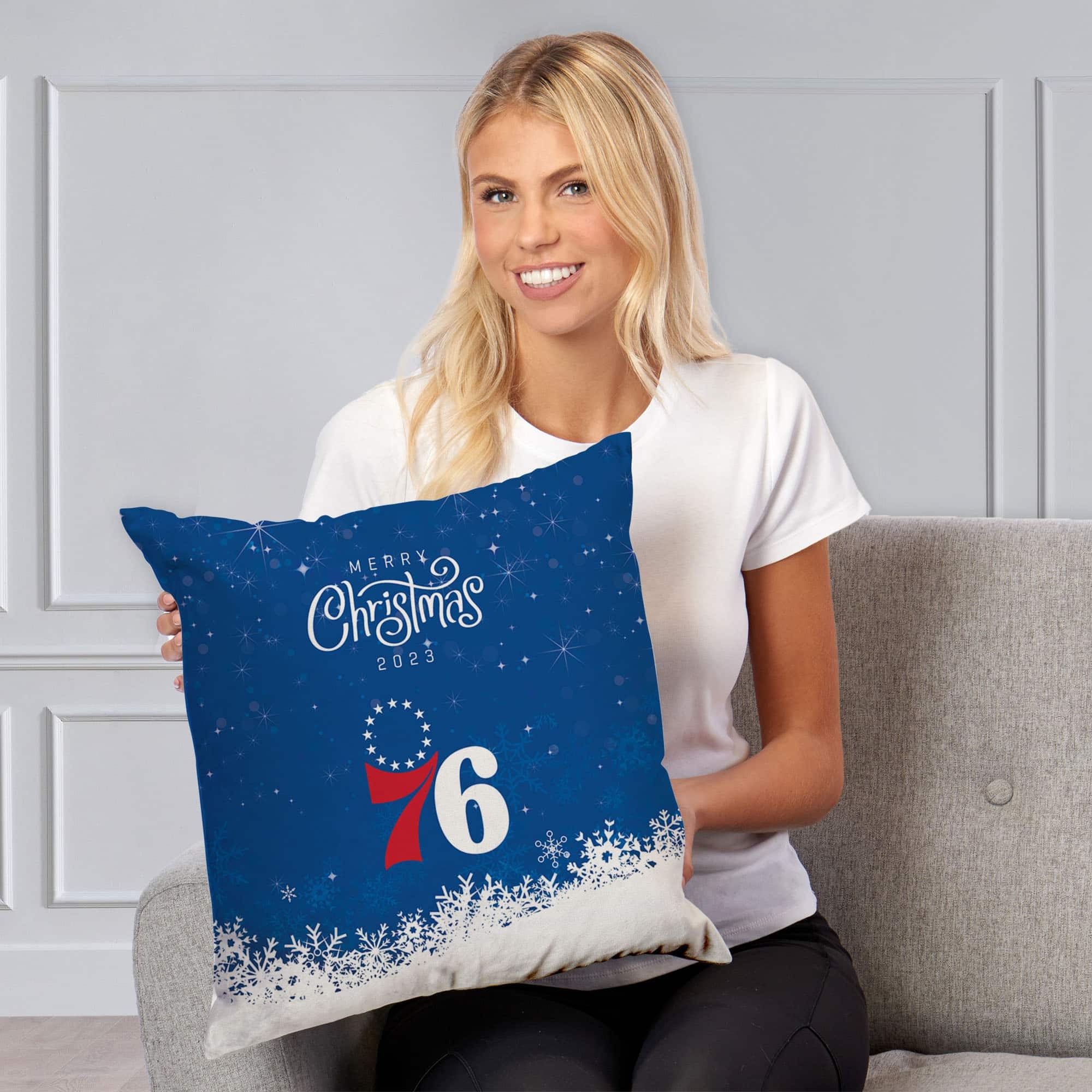 NBA Philadelphia 76ers Christmas 2023 Throw Pillow 18x18 Inches