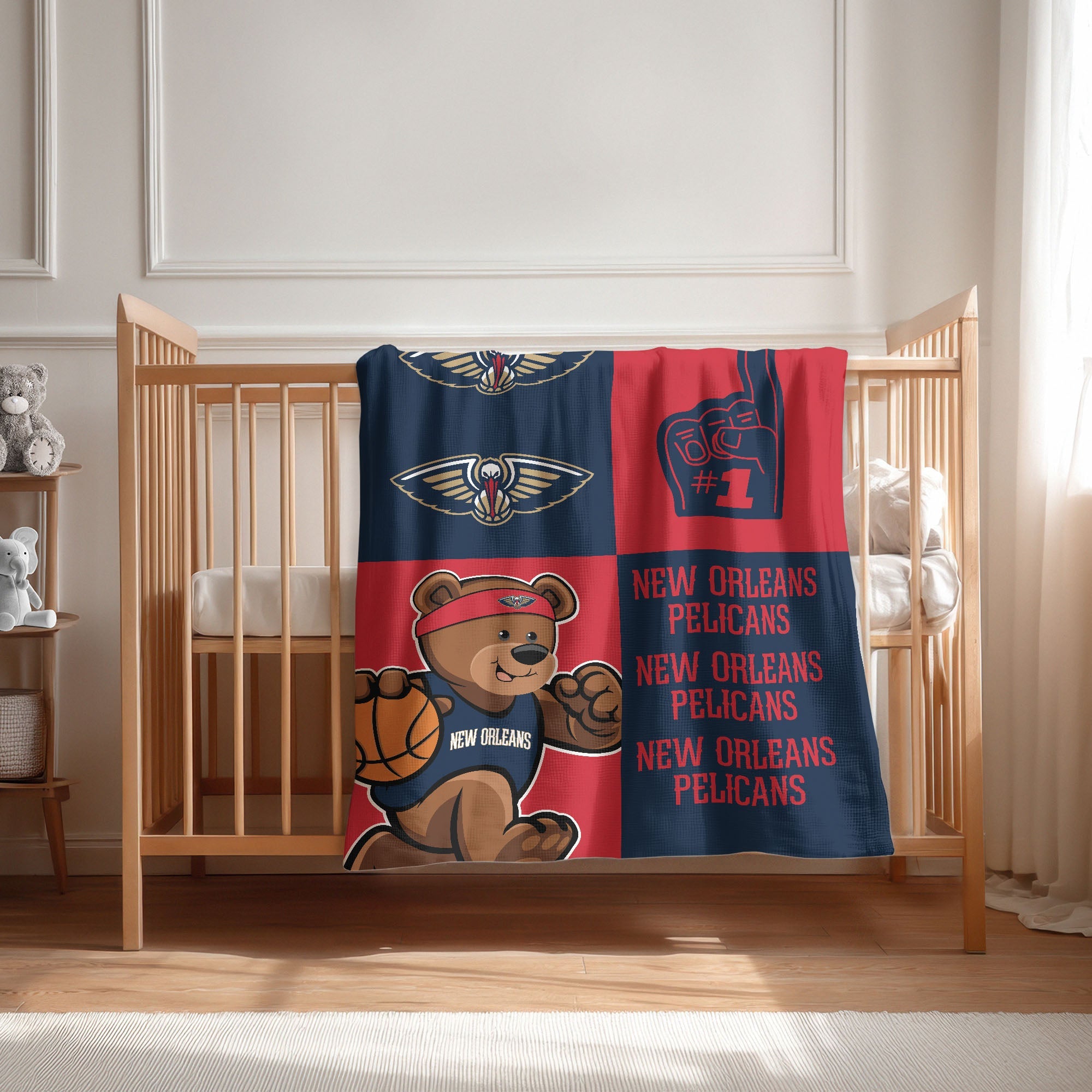 New Orleans Pelicans NBA Domino Swaddle Blanket 40x50 inches