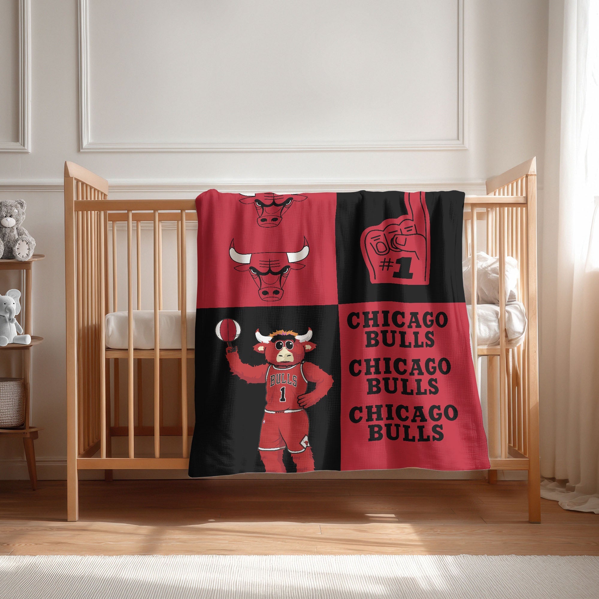 Chicago Bulls NBA Domino Swaddle Blanket 40x50 inches