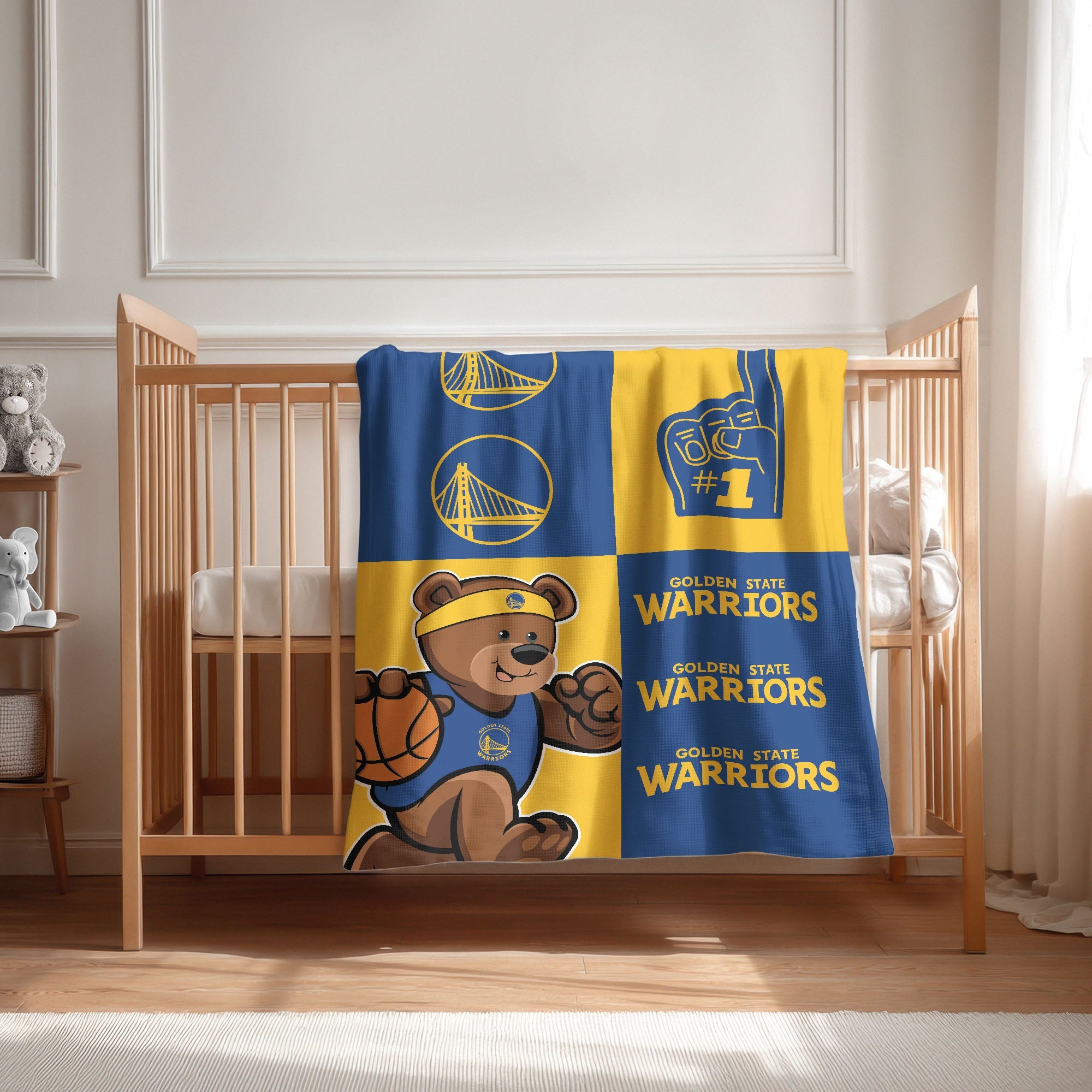 Golden State Warriors NBA Domino Swaddle Blanket 40x50 inches