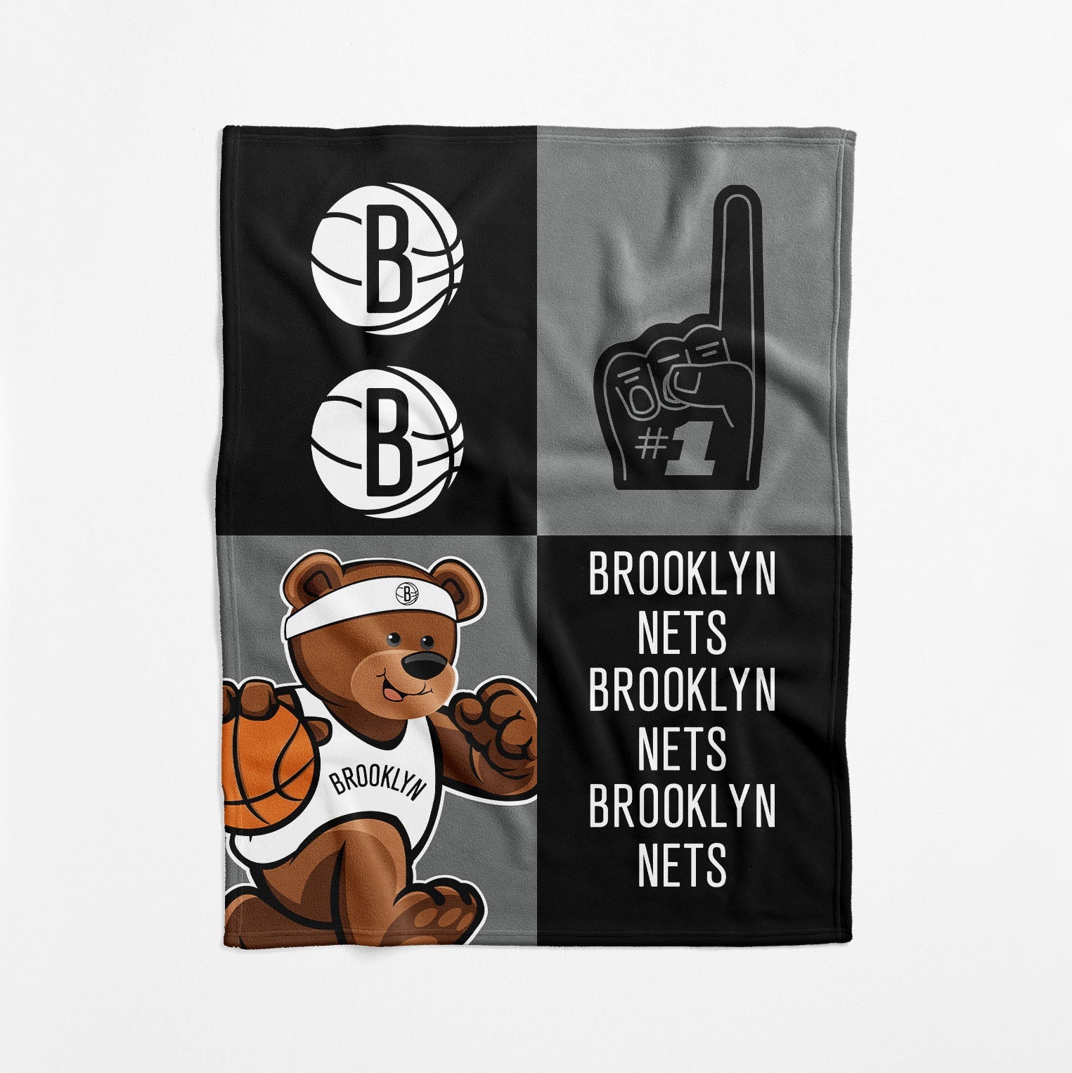 Brooklyn Nets NBA Domino Swaddle Blanket 40x50 inches