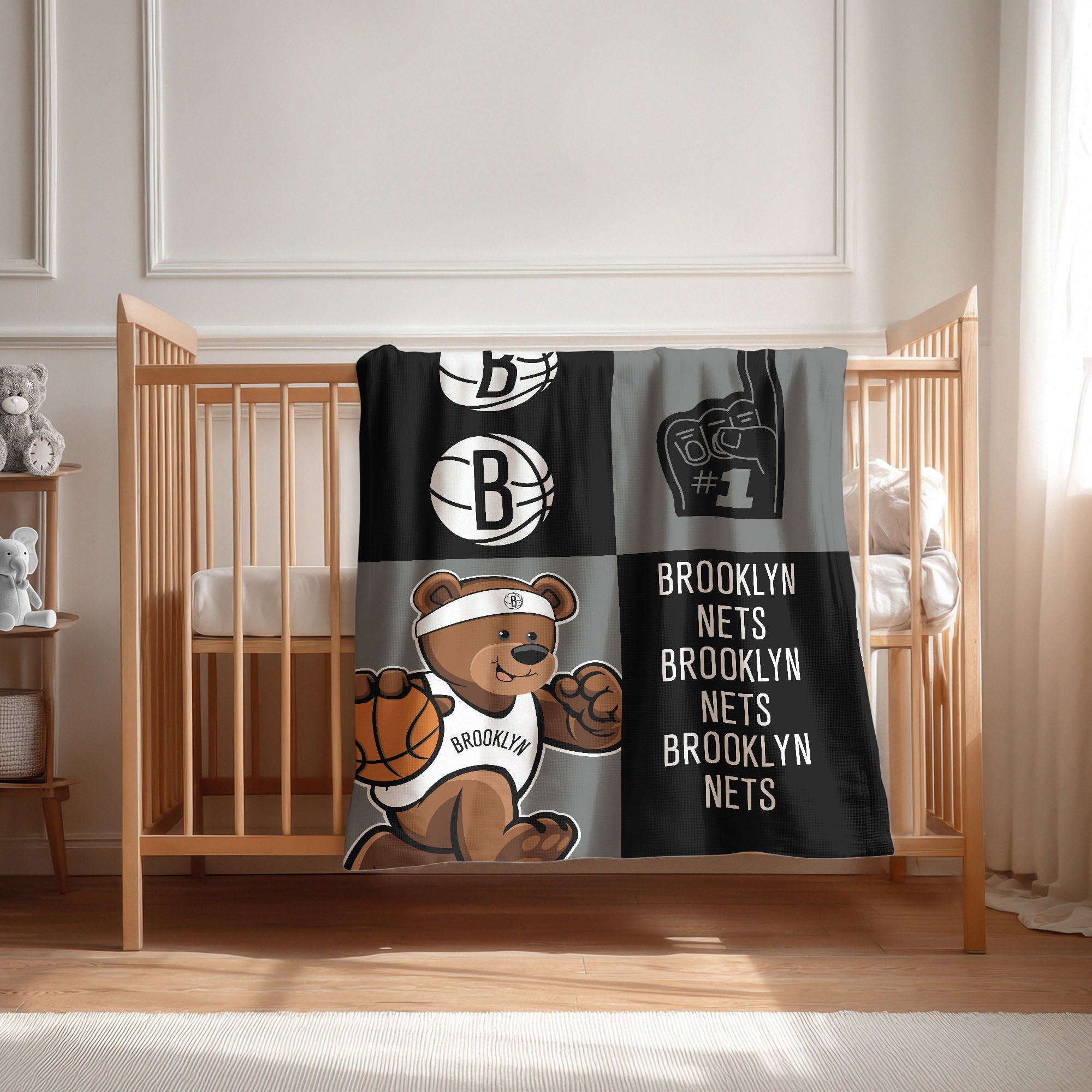 Brooklyn Nets NBA Domino Swaddle Blanket 40x50 inches