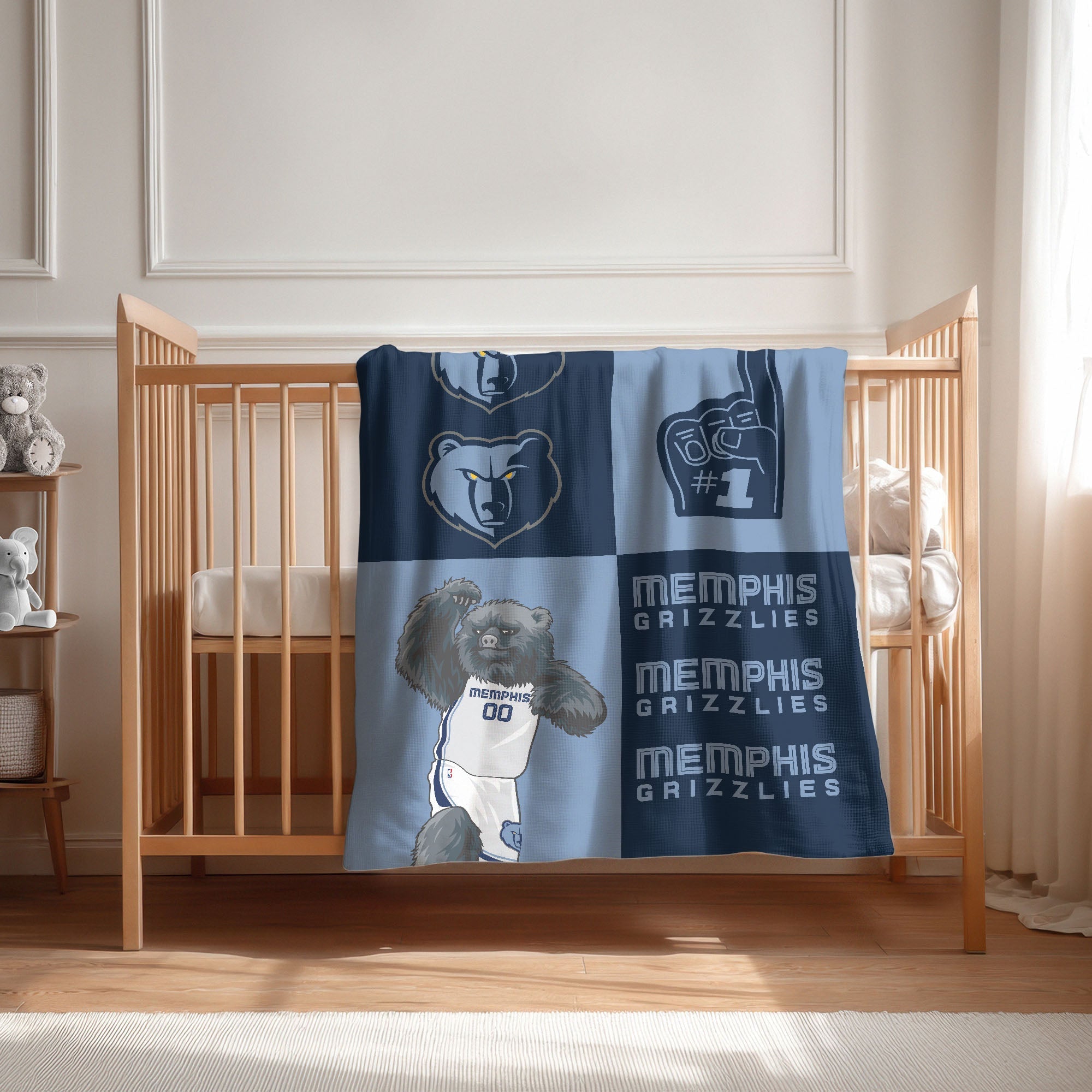 Memphis Grizzlies NBA Domino Swaddle Blanket 40x50 inches