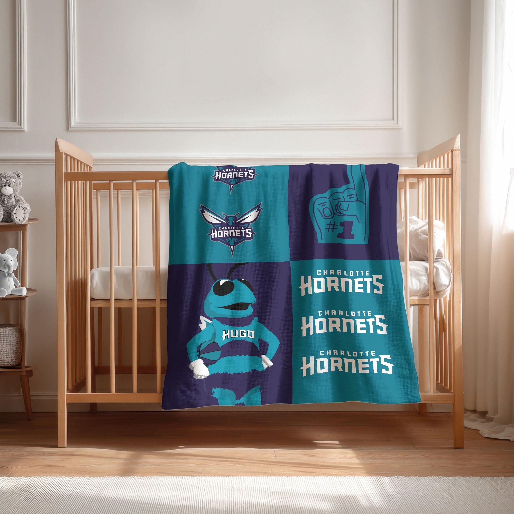 Charlotte Hornets NBA Domino Swaddle Blanket 40x50 inches