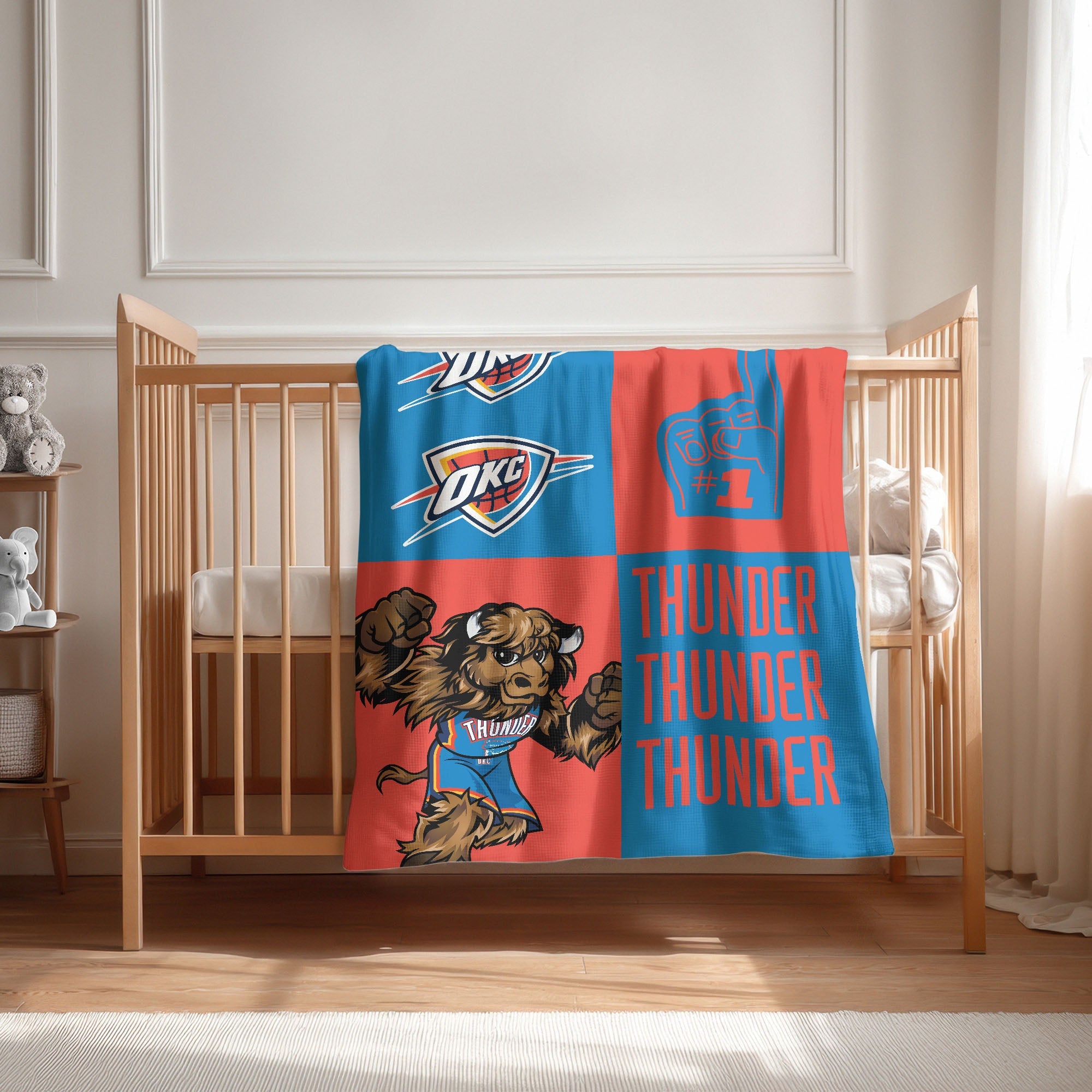 Oklahoma City Thunder NBA Domino Swaddle Blanket 40x50 inches