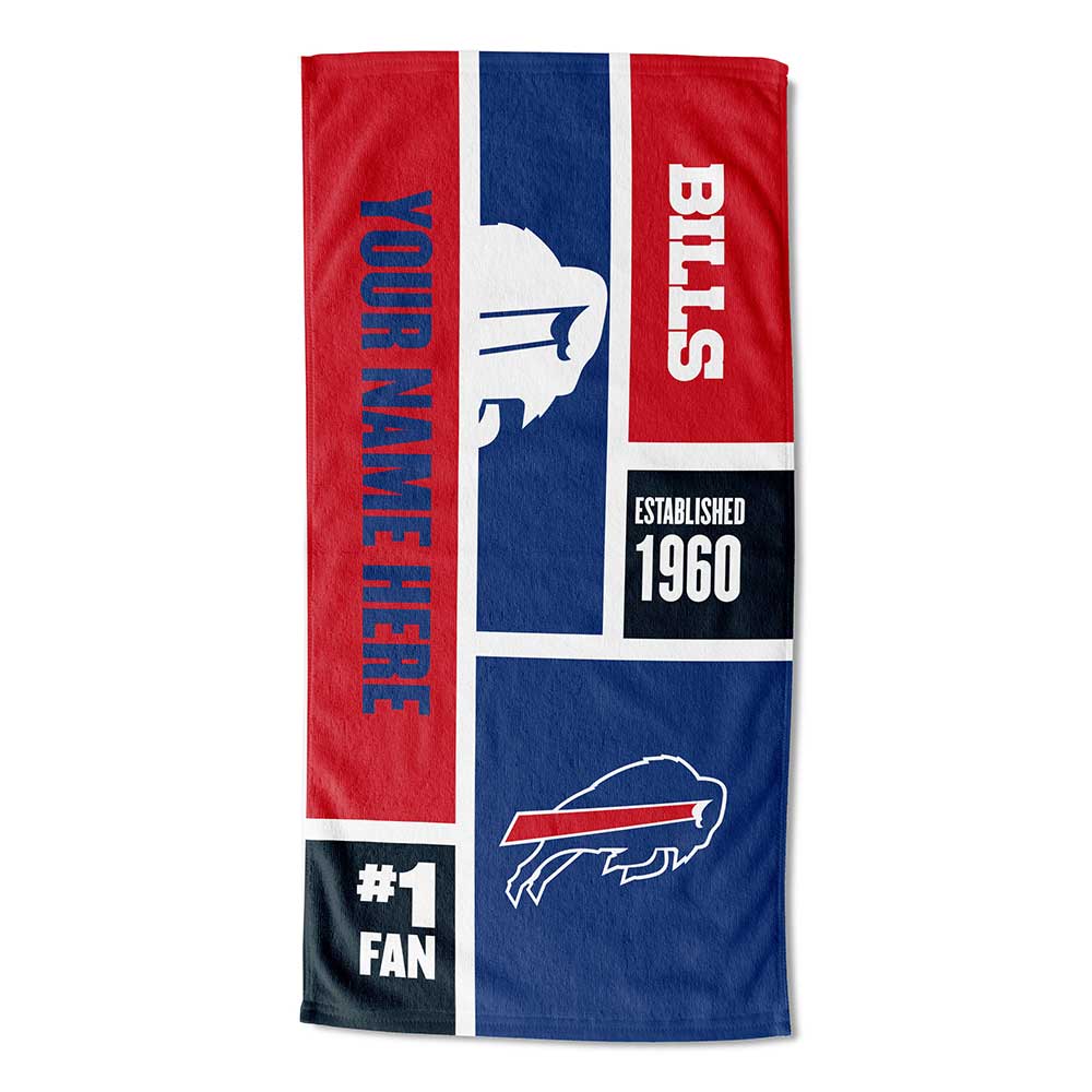 NFL Buffalo Bills Colorblock Personalized Beach Towel 30x60 Inches