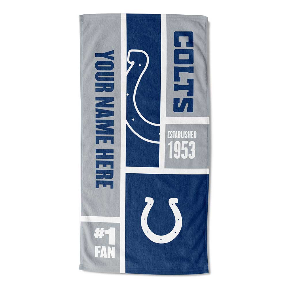 NFL Indianapolis Colts Colorblock Personalized Beach Towel 30x60 Inches