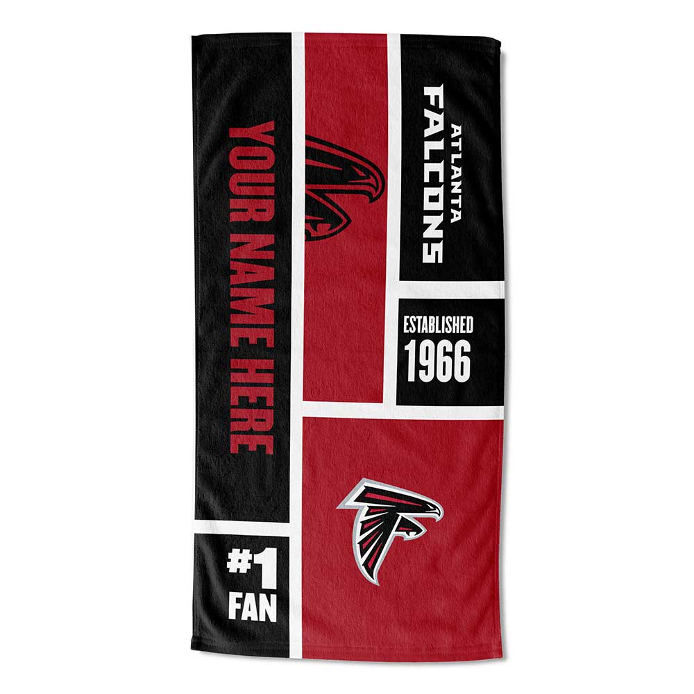 NFL Atlanta Falcons Colorblock Personalized Beach Towel 30x60 Inches