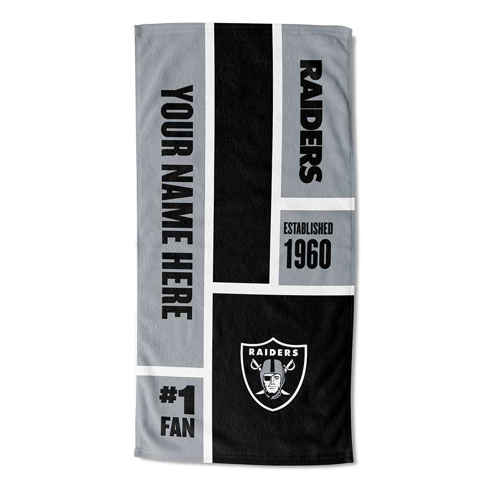 NFL Las Vegas Raiders Colorblock Personalized Beach Towel 30x60 Inches