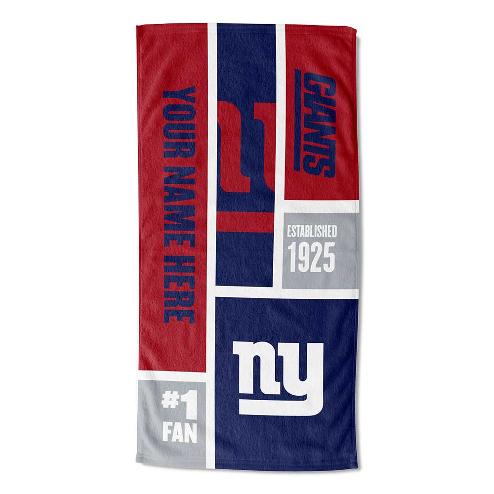NFL New York Giants Colorblock Personalized Beach Towel 30x60 Inches