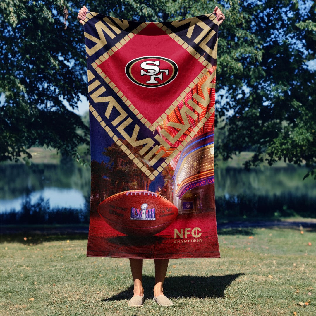 NFL Super Bowl 58 San Francisco 49ers Arrival Participant Beach Towel 30x60 Inches