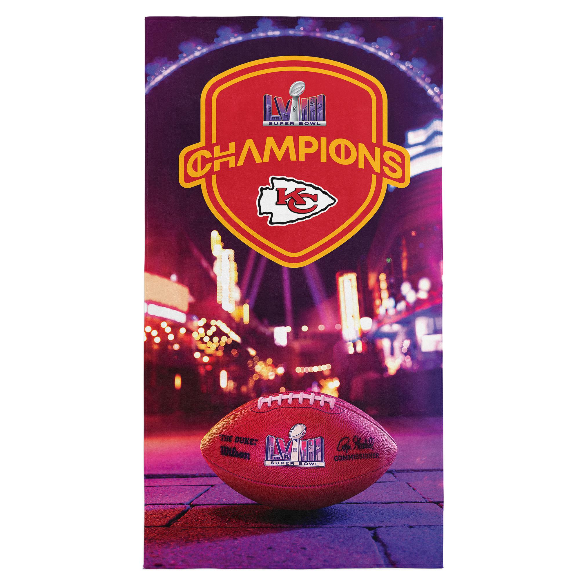 NFL Super Bowl 58 Kansas City Chiefs Elite Champs Beach Towel 30x60 Inches