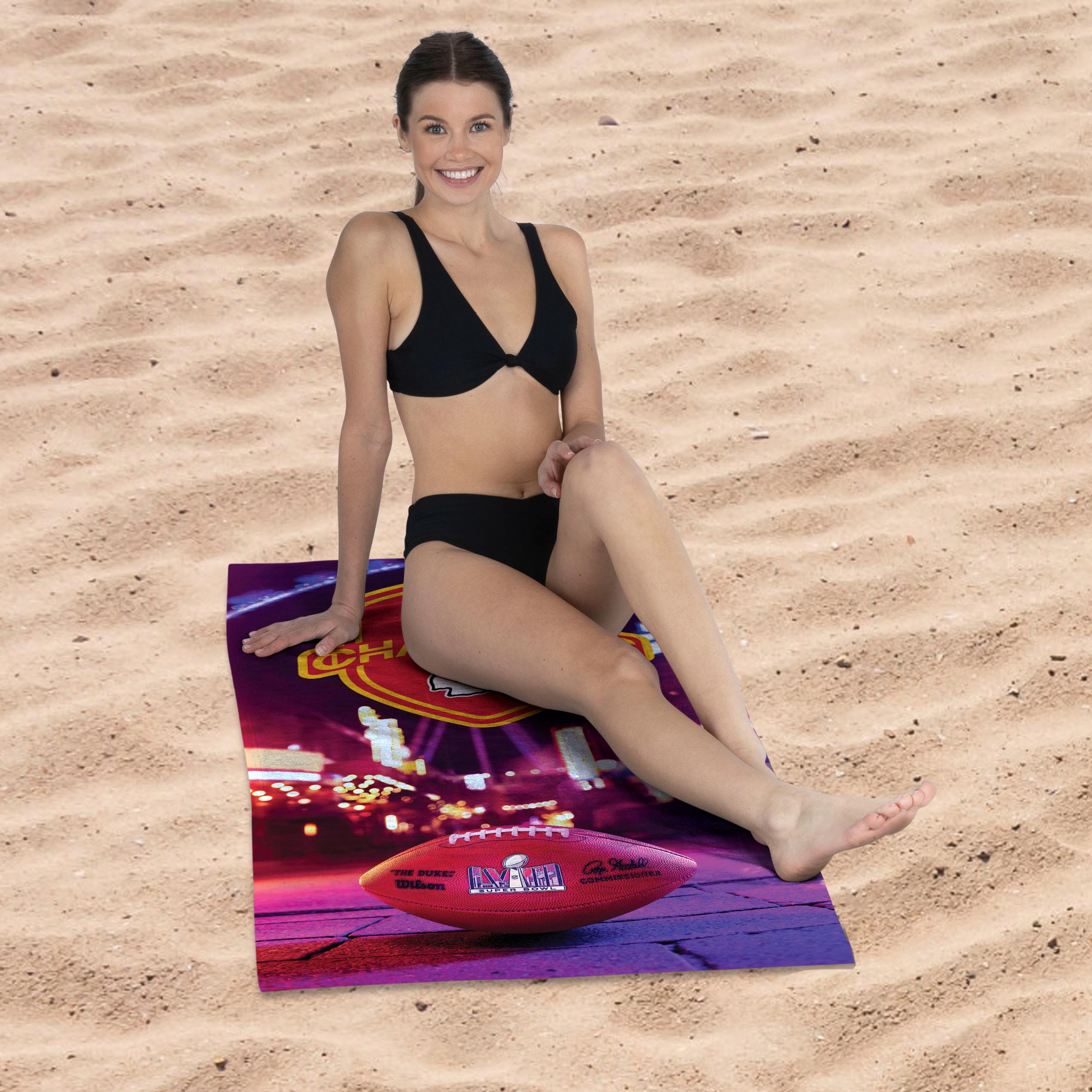 NFL Super Bowl 58 Kansas City Chiefs Elite Champs Beach Towel 30x60 Inches