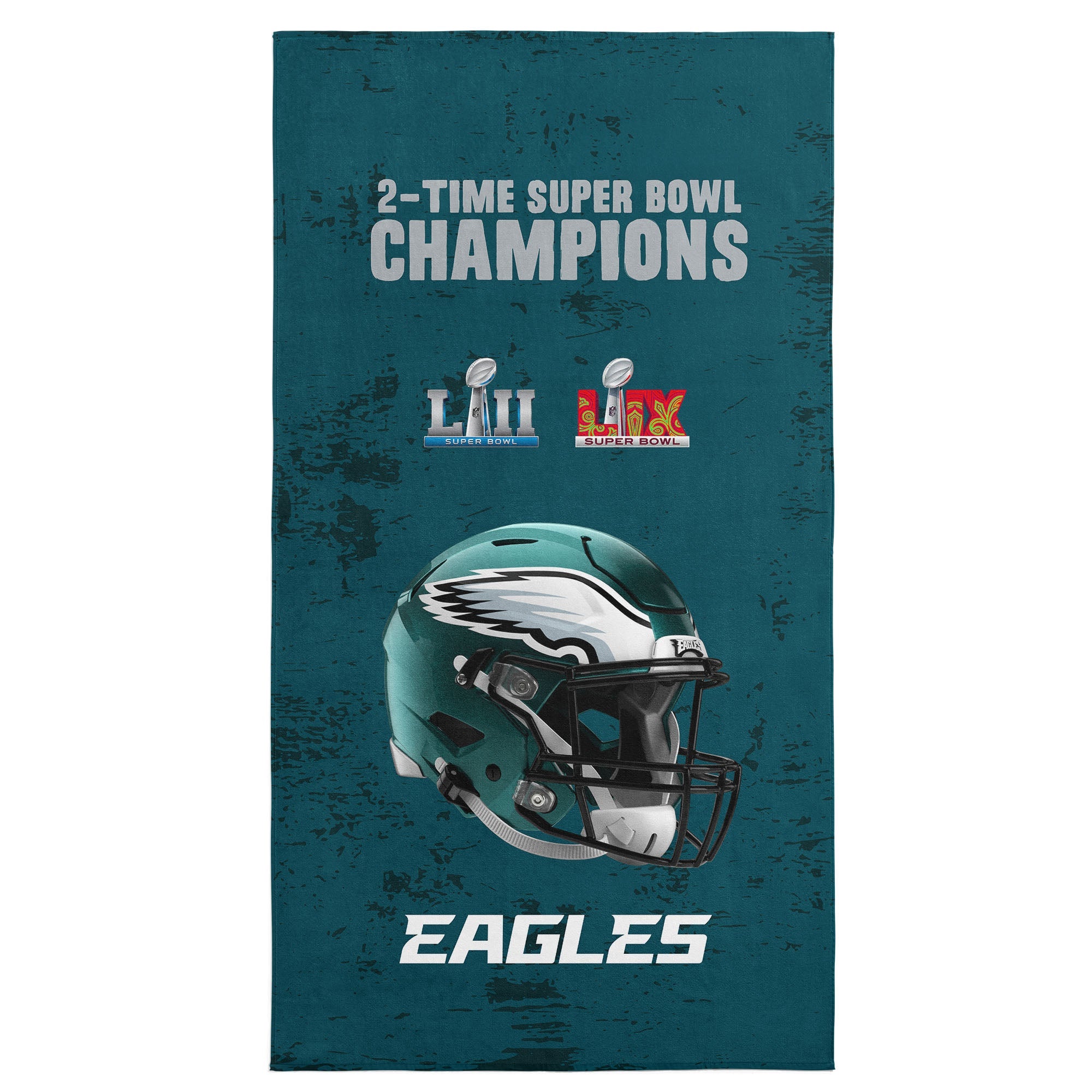 Philadelphia Eagles NFL 2025 Super Bowl LIX Multi Champ Unstoppable Beach Towel 30X60 Inches