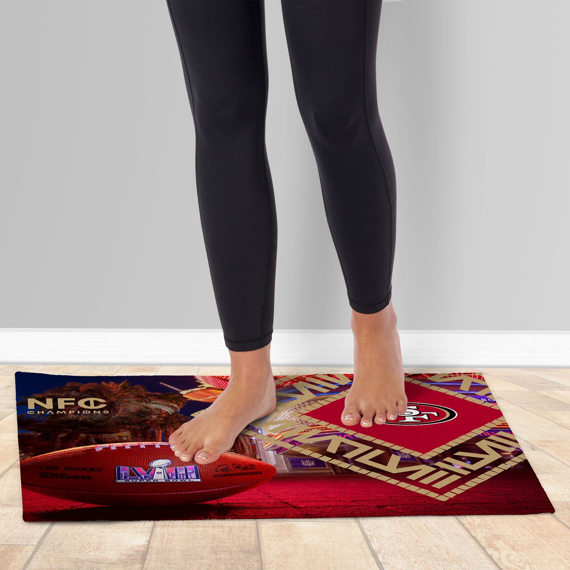 NFL Super Bowl 58 San Francisco 49ers Arrival Participant Washable Rug 32 x 62 Inches