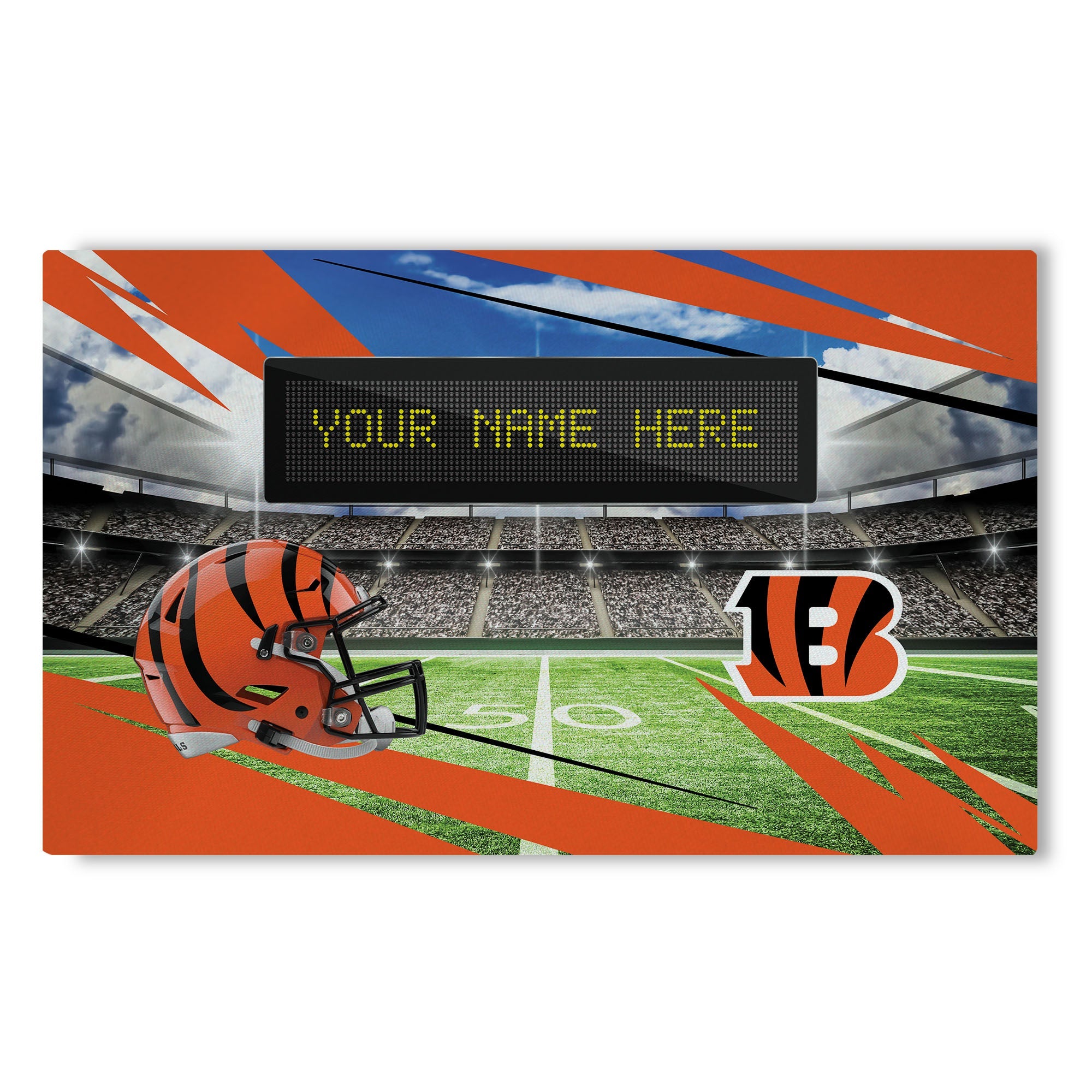 NFL Cincinnati Bengals Scoreboard Personalized Washable Rug 32x62 Inches